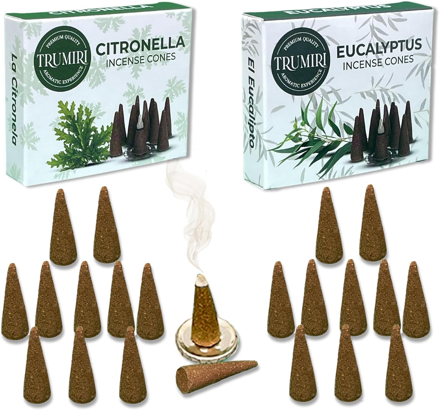 TRUMIRI Incense Cones - 20 Pack of Citronella Eucalyptus