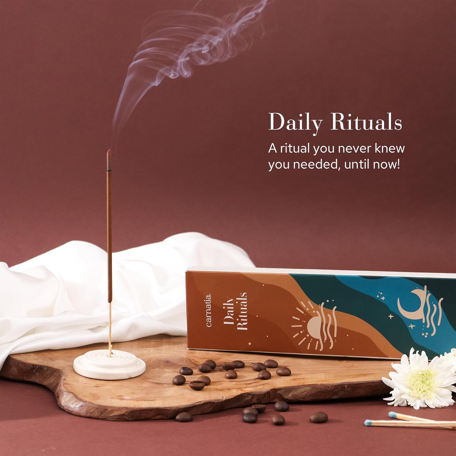 Carnatia Daily Rituals Incense Sticks Set Coffee Chamomile Scents for Morning Energy Evening Relaxation