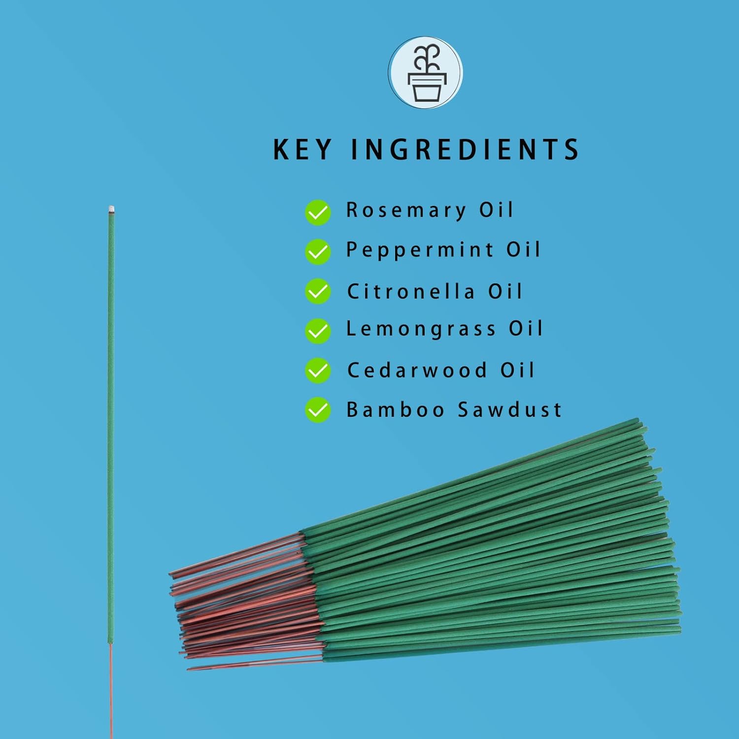 60 Mosquito Repellent Incense Sticks - Natural Citronella for Outdoor Use
