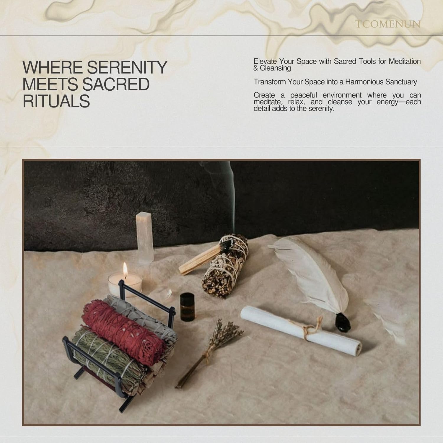 Palo Santo Holder with PU Leather Sling