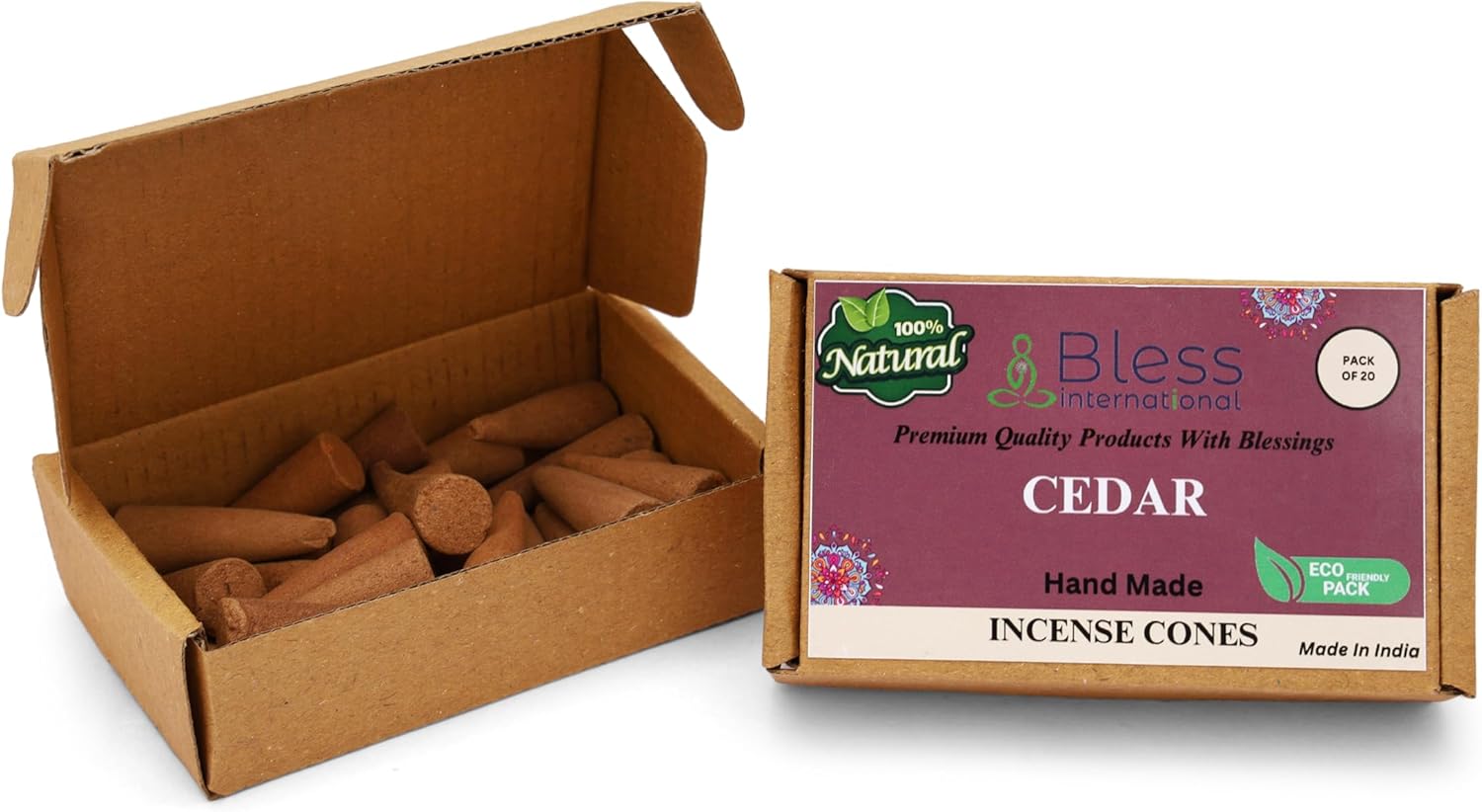 Bless International Cedar Natural Incense Cones 20 Count