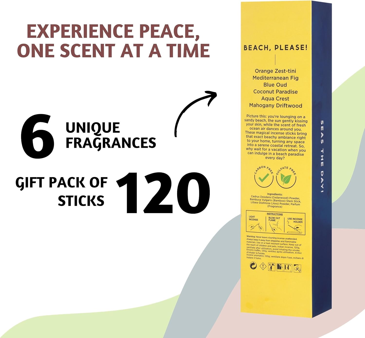 Folkulture Incense Sticks Set of 6 with 120 Sticks 45 Mins Burn Time