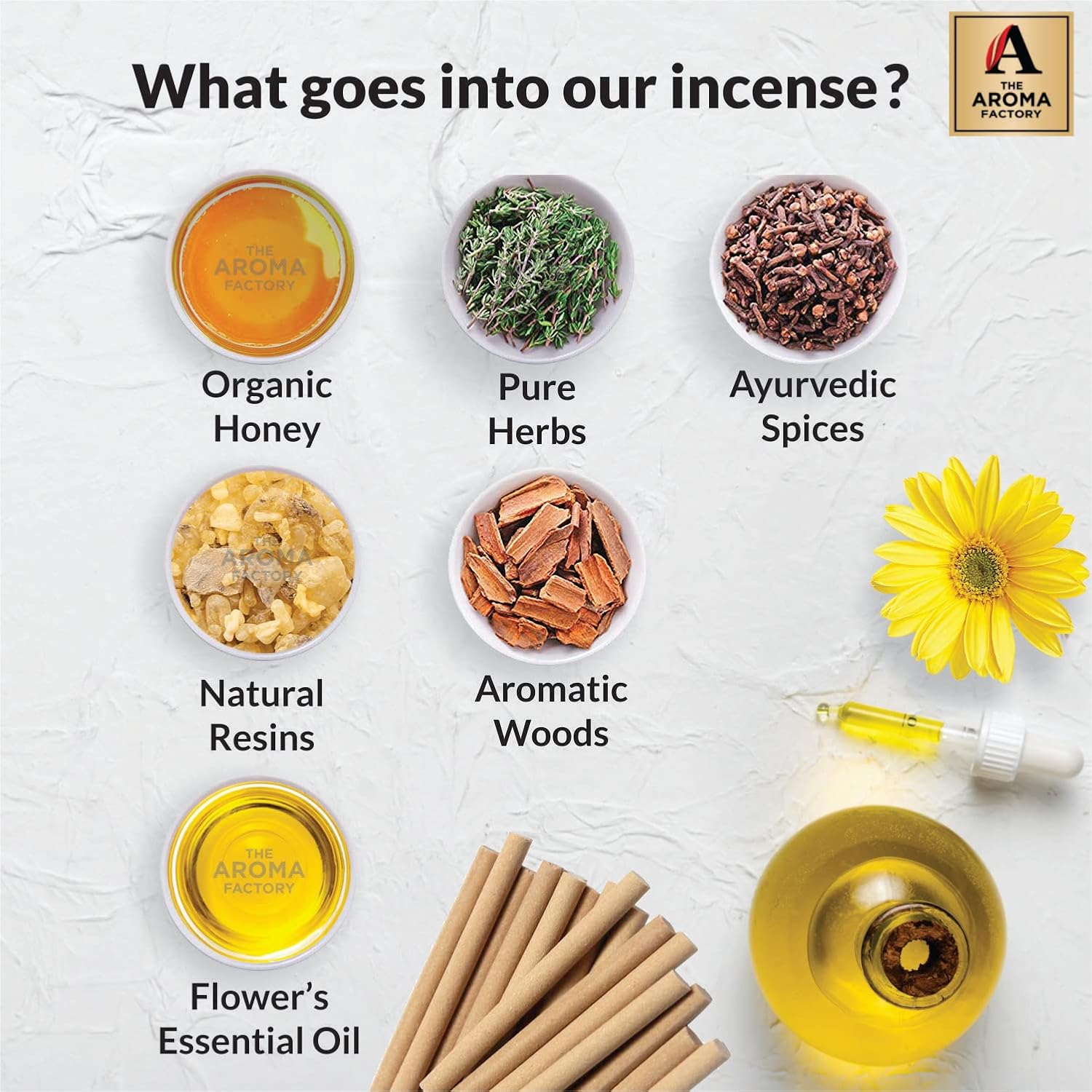 The Aroma Factory Organic Incense Sticks 5 in 1 Set
