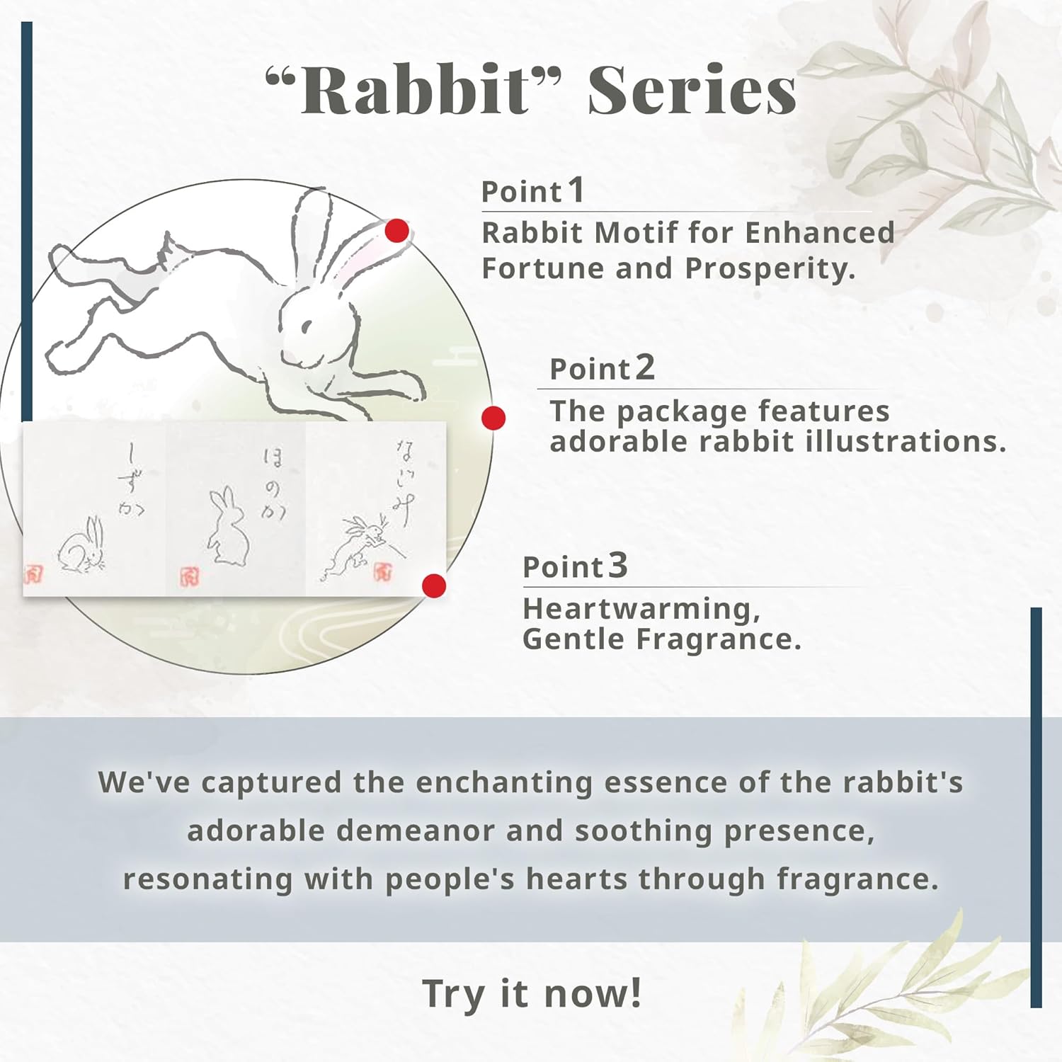 Hasegawa Rabbit Series Incense Cone Set 10 Cones with Holder