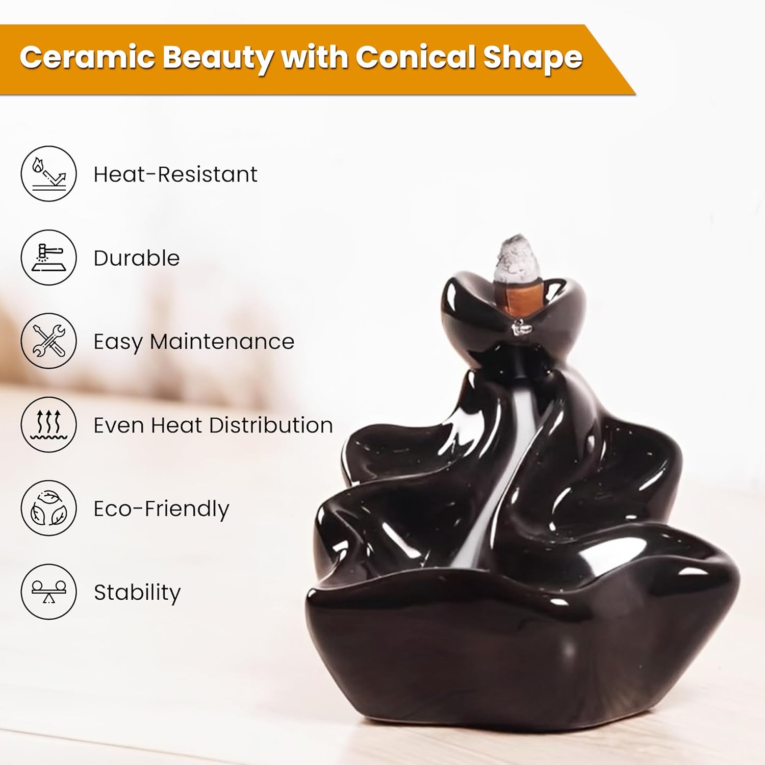 Ceramic Backflow Incense Holder Waterfall Burner Set