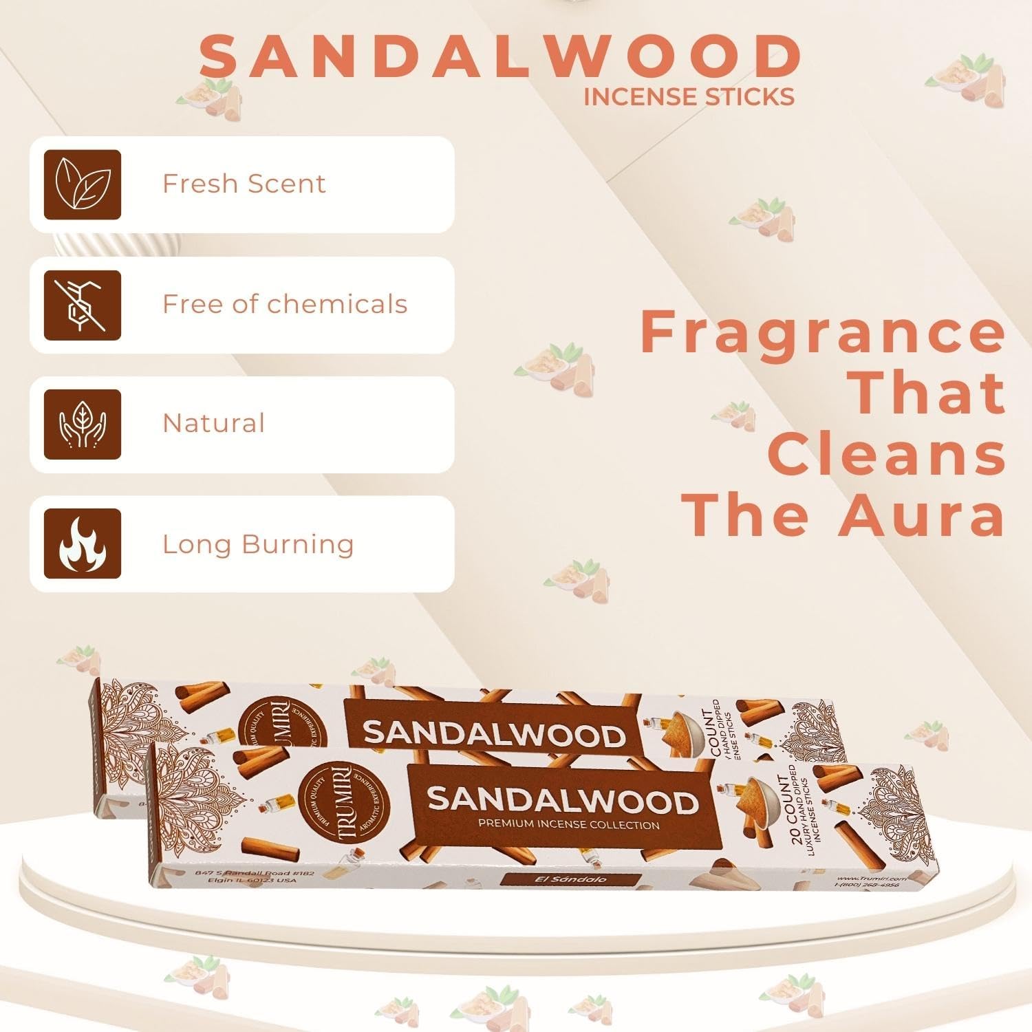 Sandalwood Incense Sticks - Dual Pack of 20