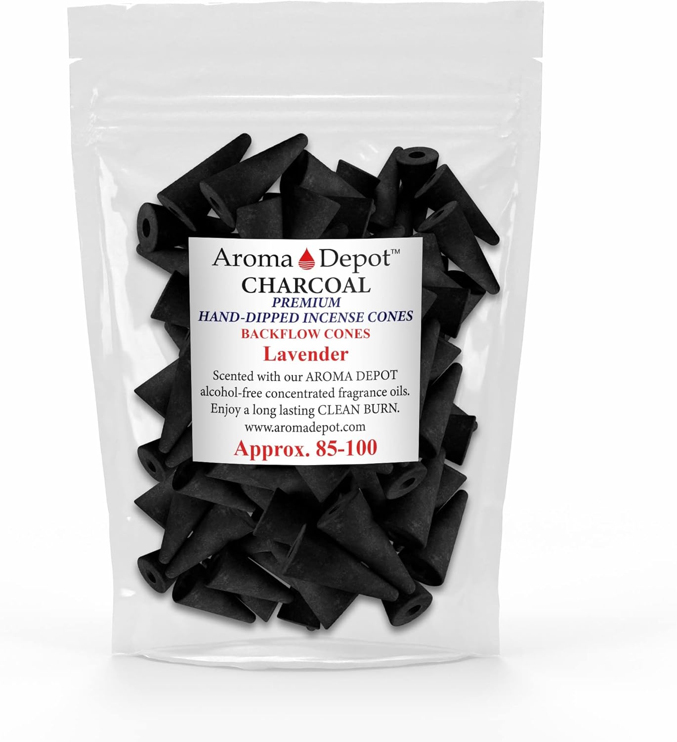 Aroma Depot 2 Inch Lavender Charcoal Incense Cones 45-50 Pack