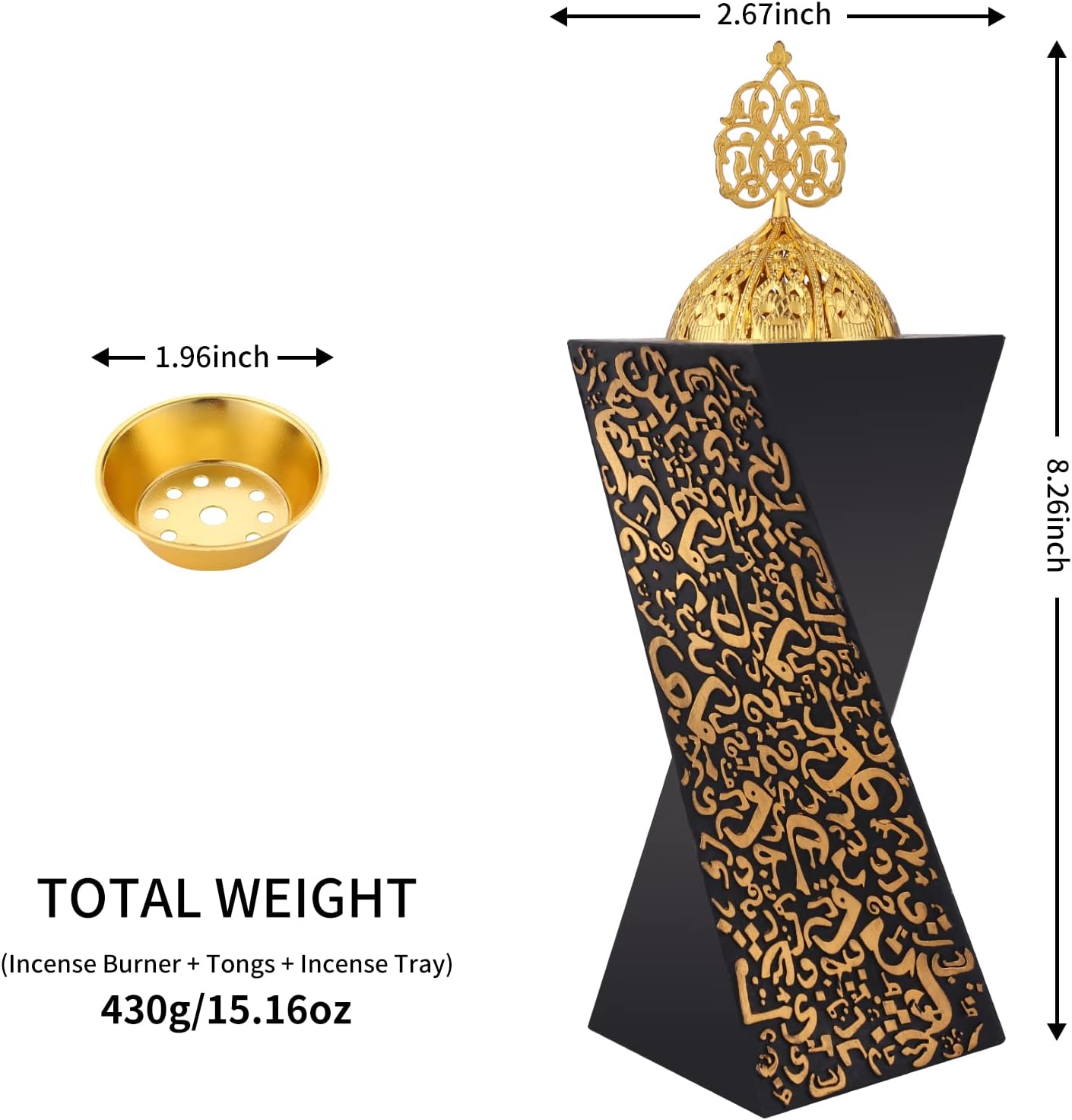Elegant Black Resin Incense Burner for Yoga Spa Meditation