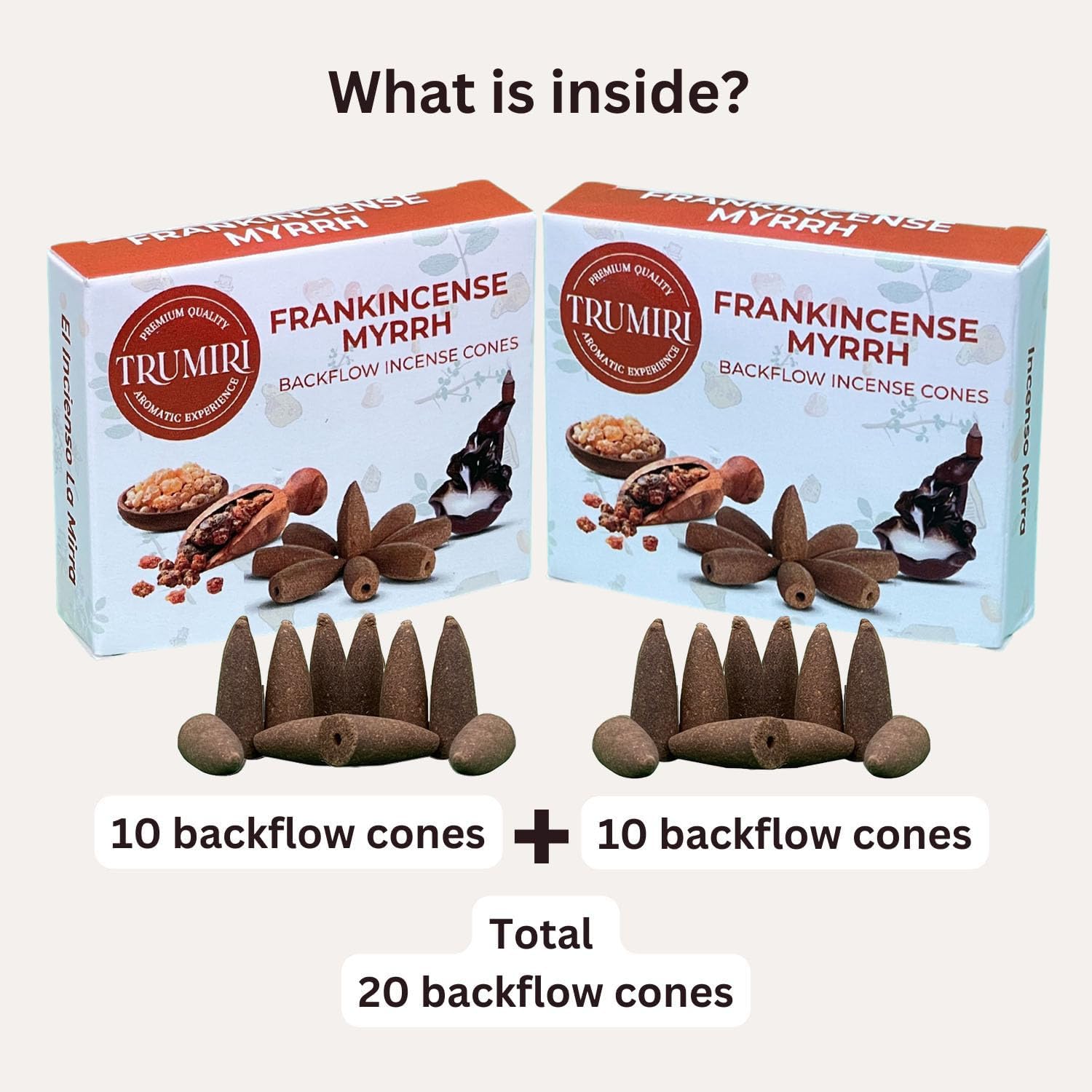 Frankincense Myrrh Backflow Incense - 20 Cones Dual Pack
