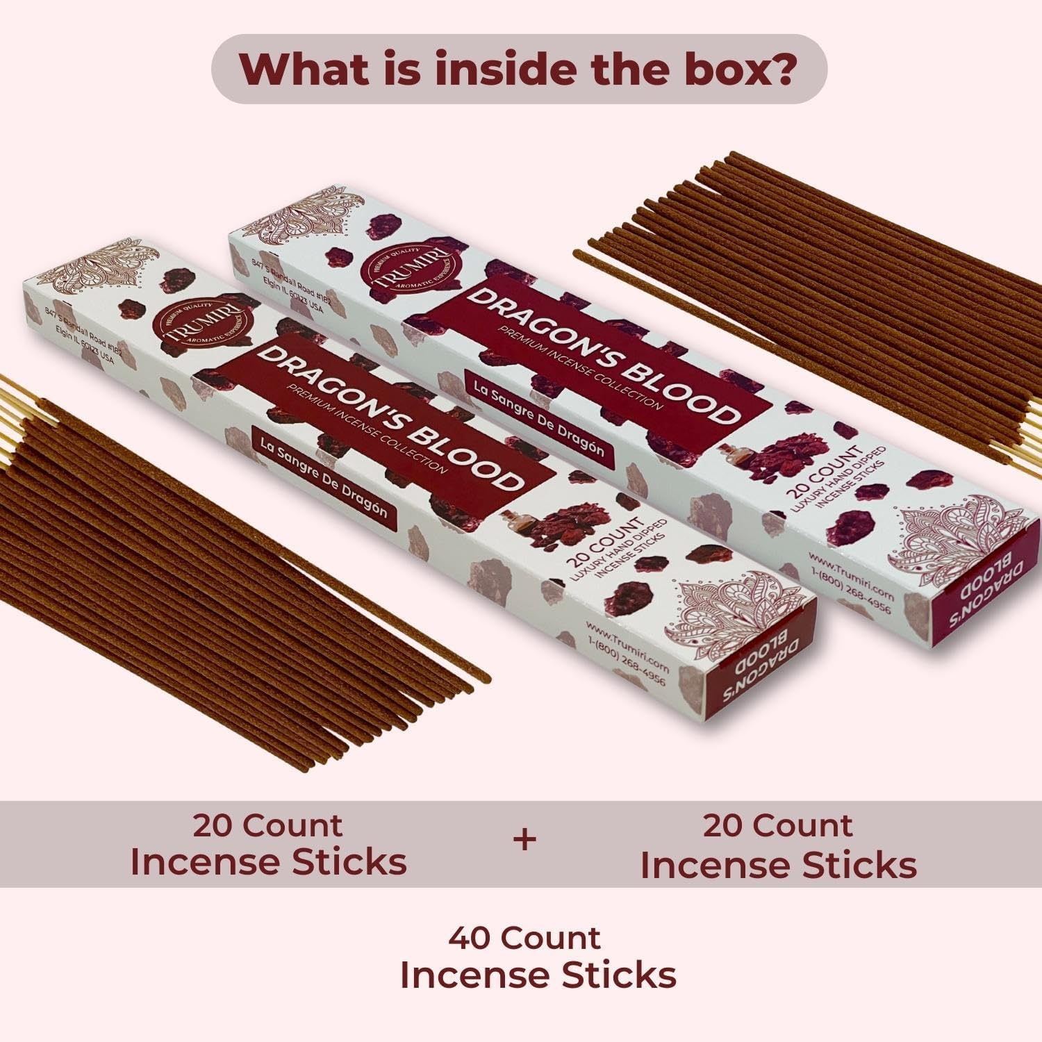 Dragons Blood Incense Sticks for Protection - 40 Sticks in Dual Pack