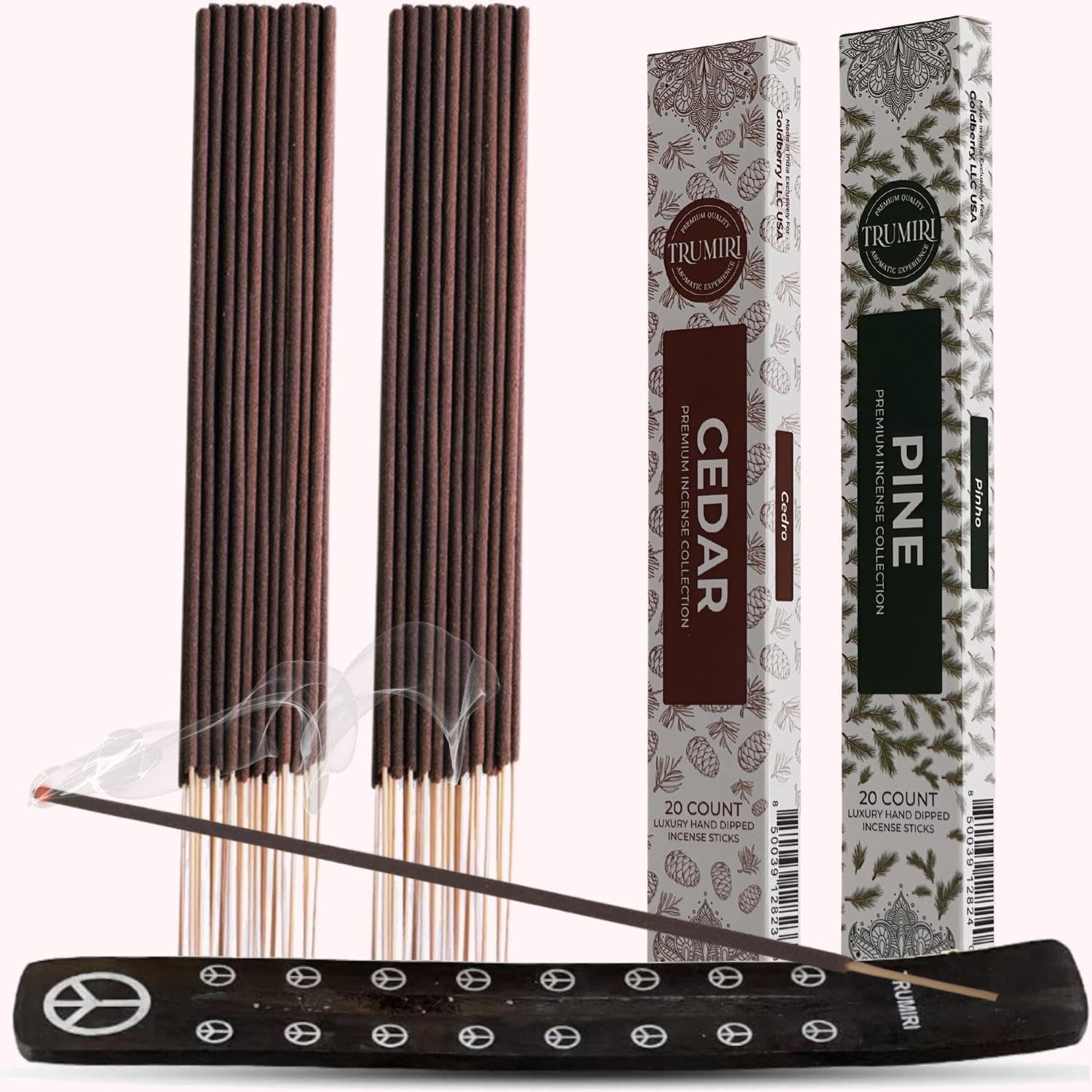 Trumiri Organic Incense Sticks - 40 Pack 20 Cedar 20 Pine