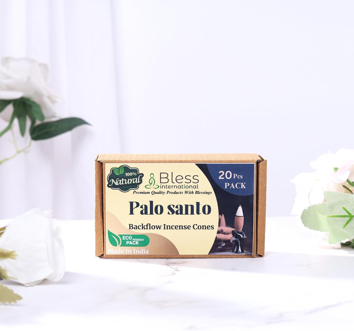 Bless International Palo Santo Natural Incense Backflow Cones 20 Count