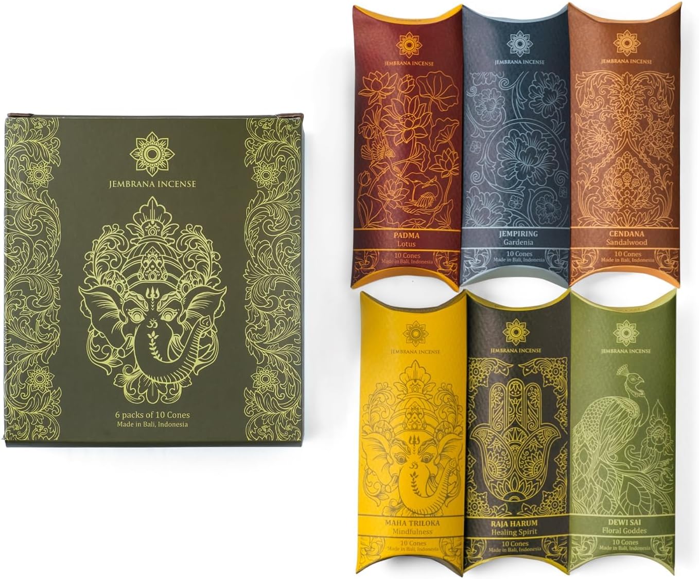 Jembrana Incense Cones - 6 Scents Mix 60 Total