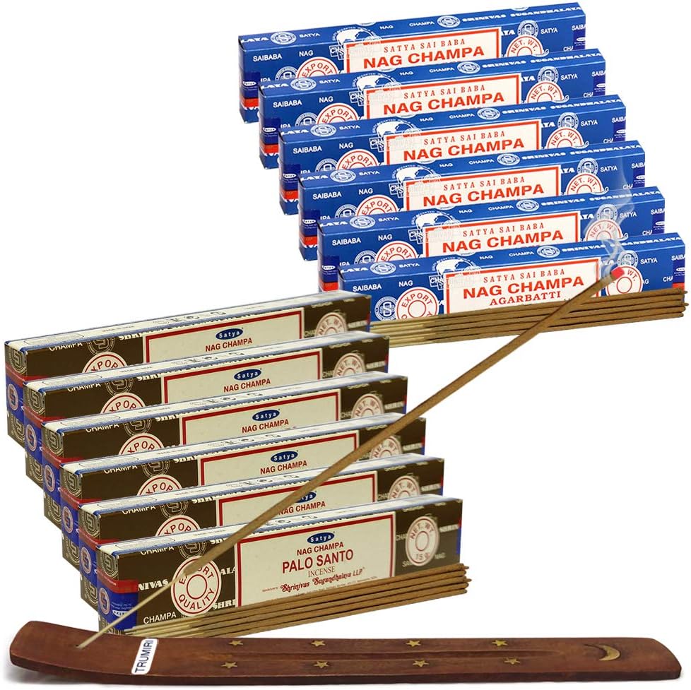 TRUMIRI Nag Champa and Palo Santo Incense Sticks with Holder Set