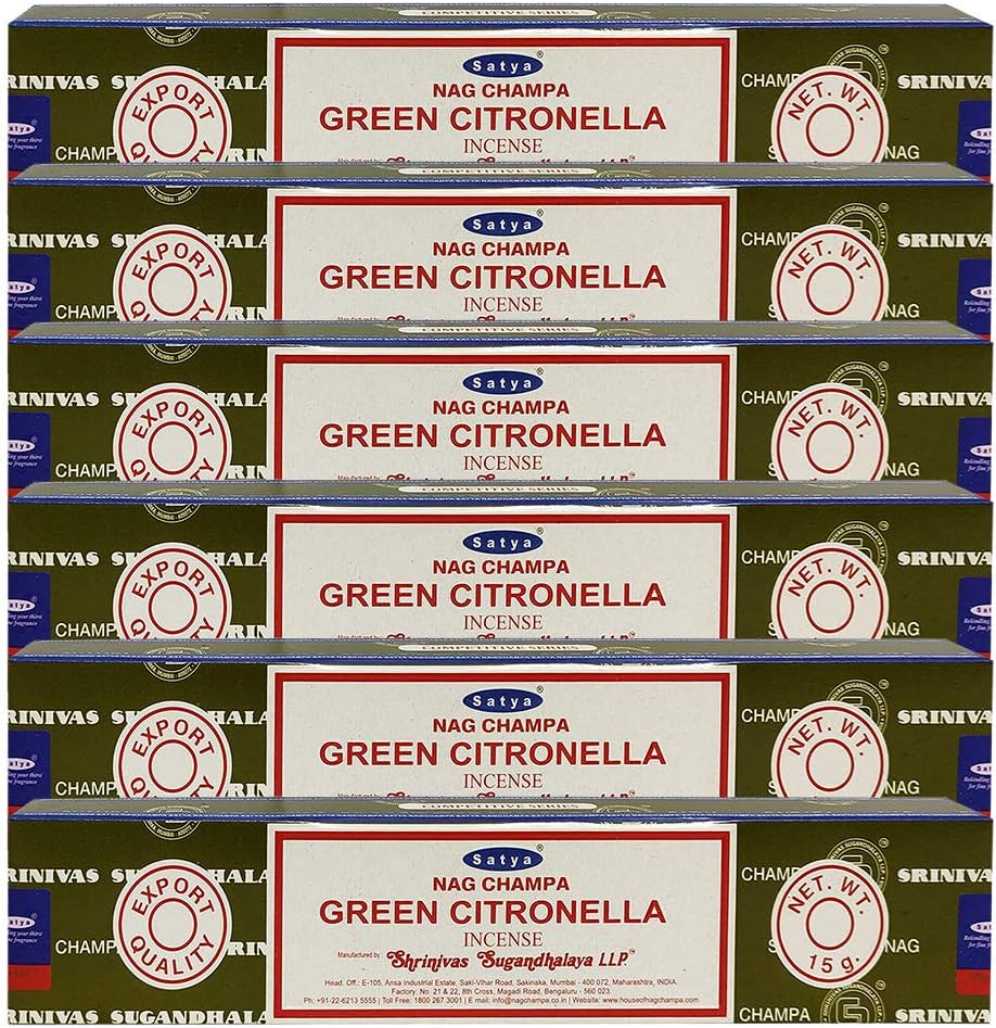 Trumiri Incense Stick Holder Bundle with Satya Nag Champa Green Citronella Incense Sticks - Pack of 6