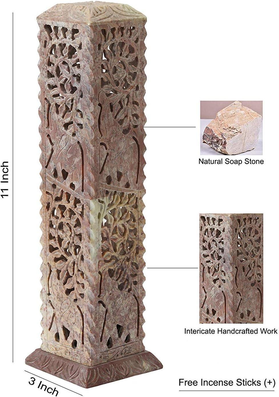 Handmade Carving Soapstone Incense Stick Holder Tower