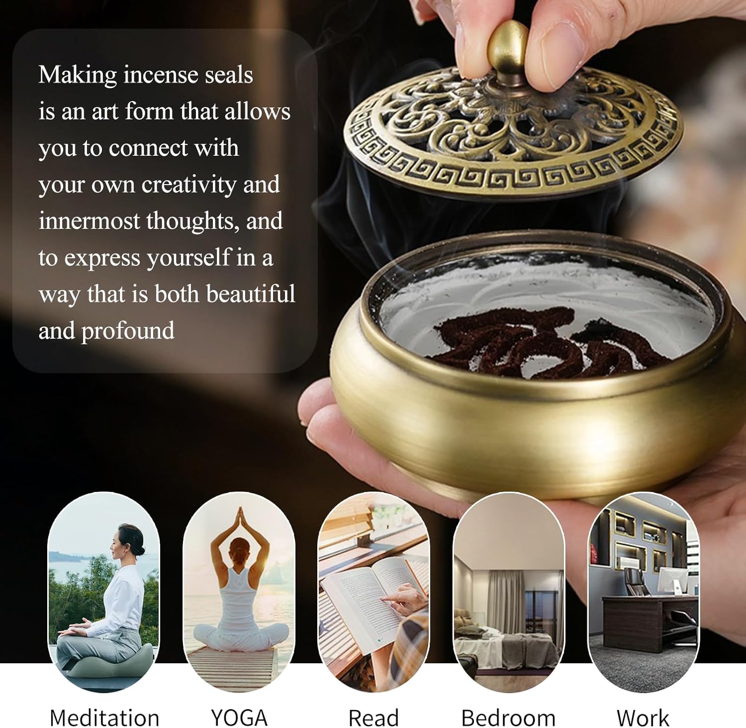 Yawlsow 17Pcs Incense Burner Kit for Meditation and Yoga