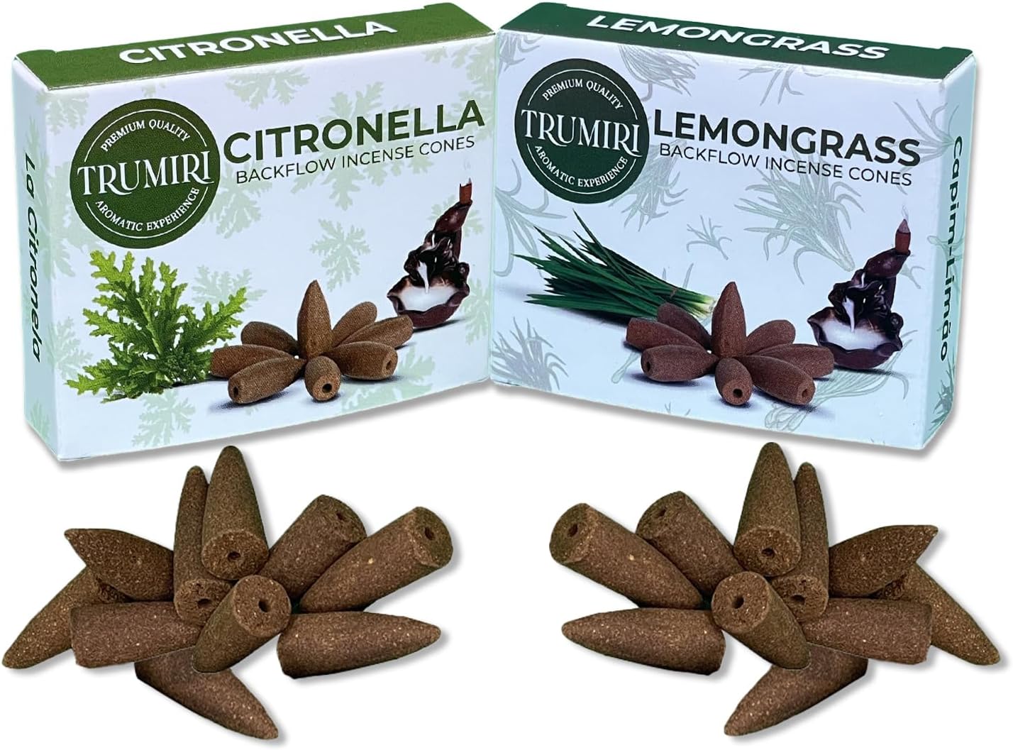 TRUMIRI Backflow Incense Cones 20-Pack Citronella Lemongrass