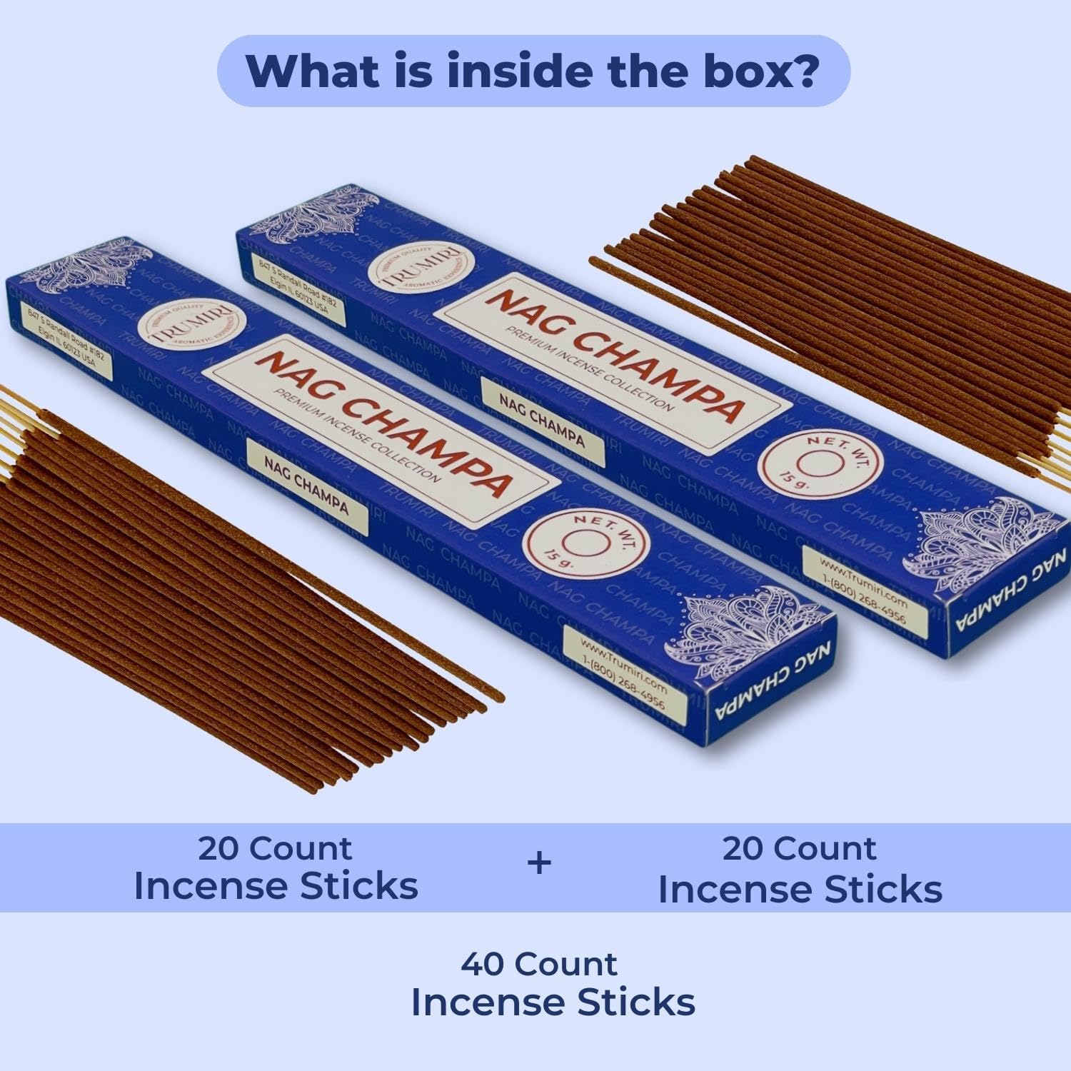 TRUMIRI Nag Champa Incense Sticks - 30 Sticks Dual Pack