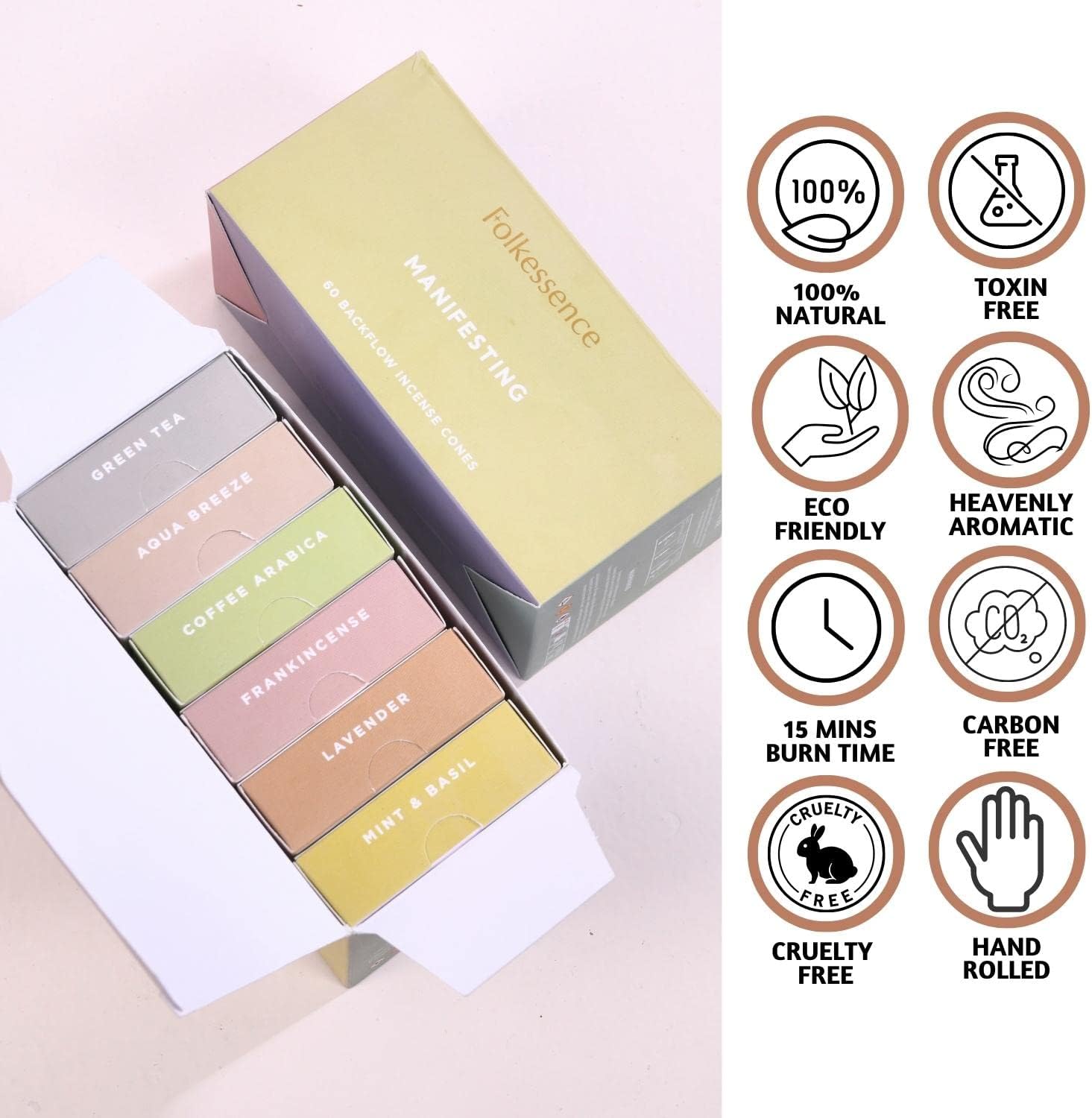 Folkulture Backflow Incense Cones Set of 6 for Meditation
