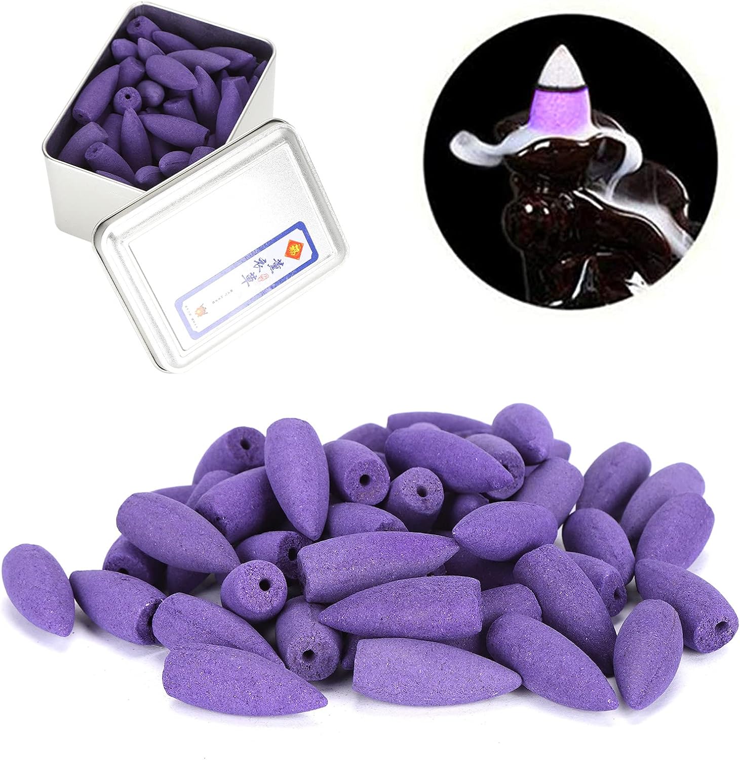 Zerodis 50Pcs Lavender Backflow Incense Cones