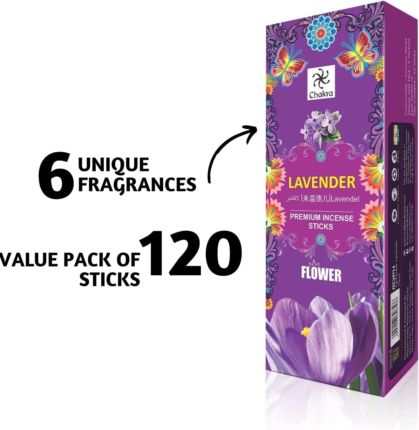 Chakra Lavender Incense Sticks Pack of 120