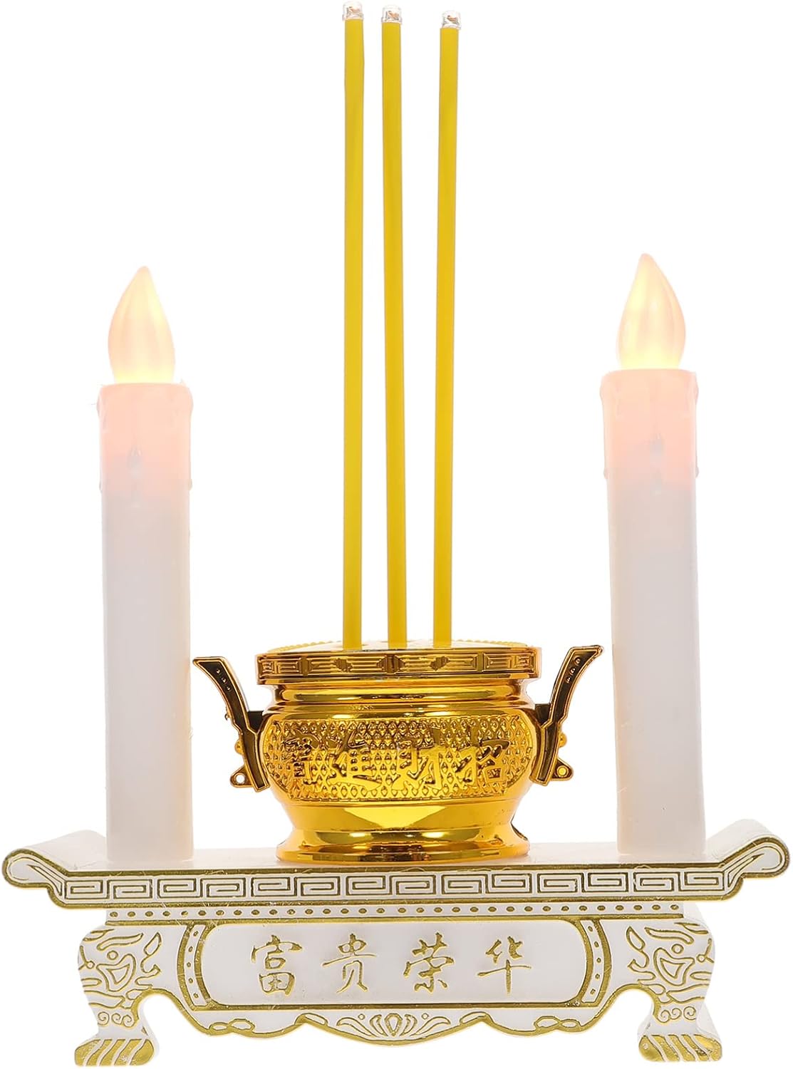 1 Pc LED Incense Burner Kit - Buddhist Wealth Figurine Ornament for Home Decoration