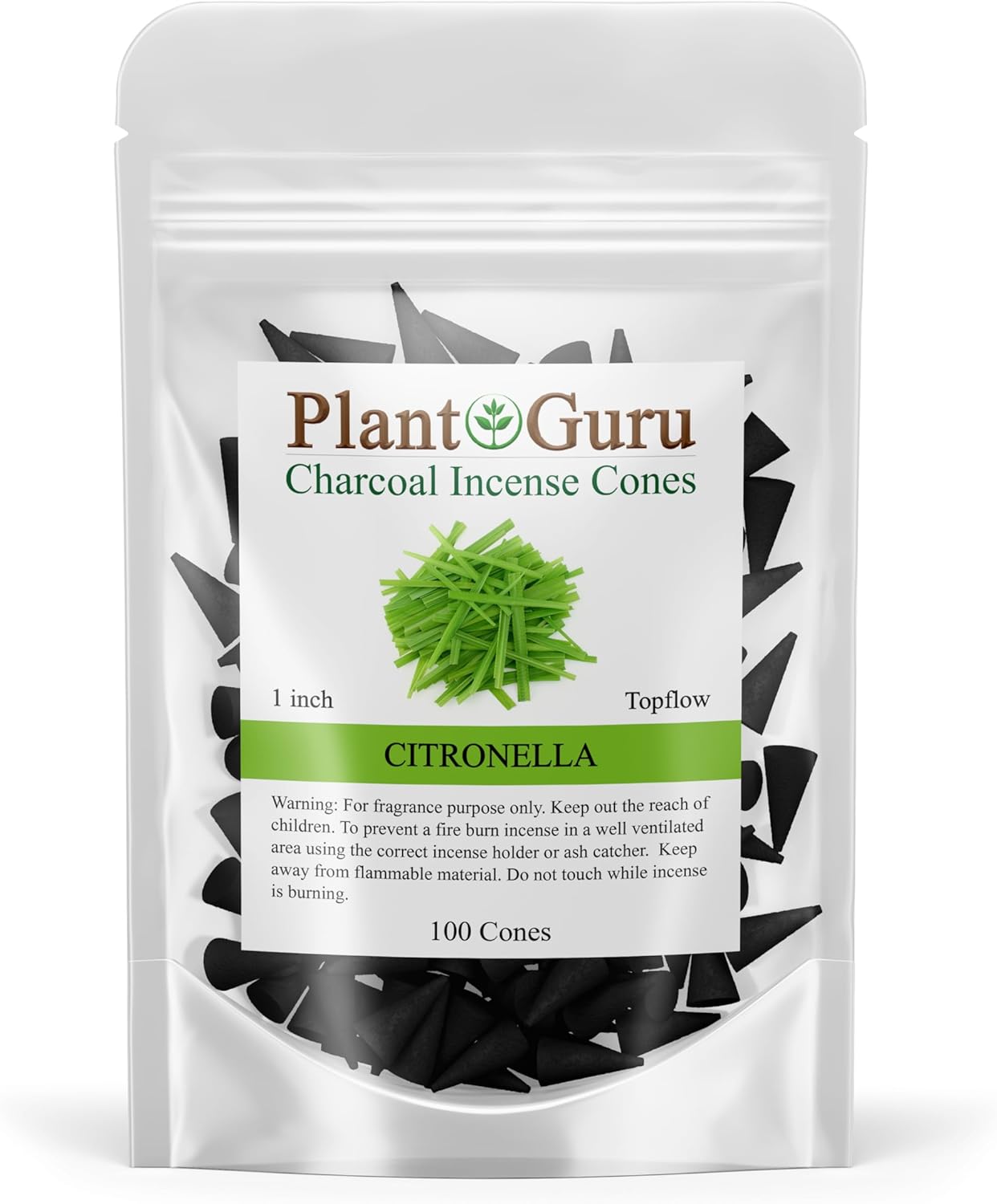 Citronella Charcoal Incense Cones 100 Pack Handmade