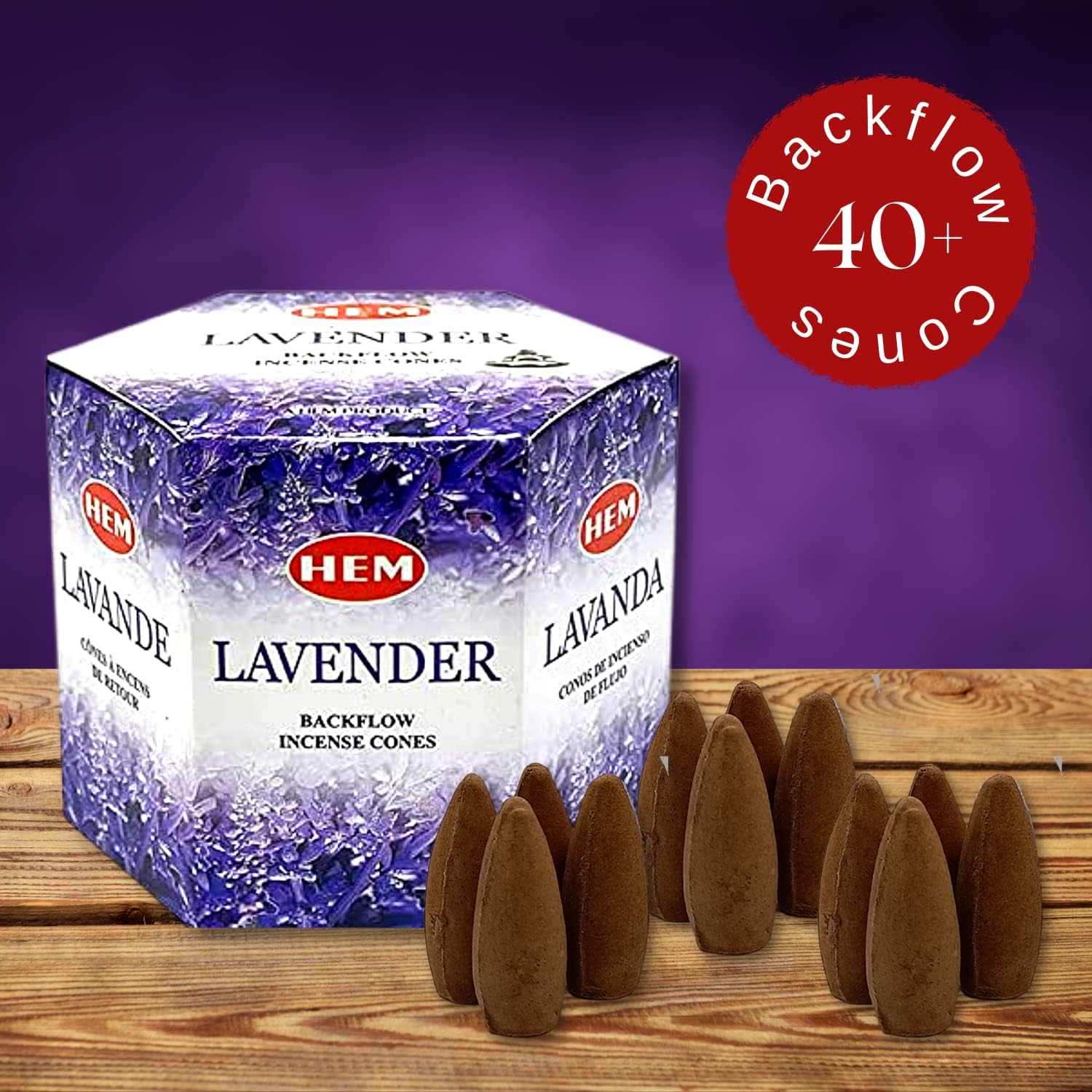 Hem Backflow Lavender Incense Cone Pack of 40