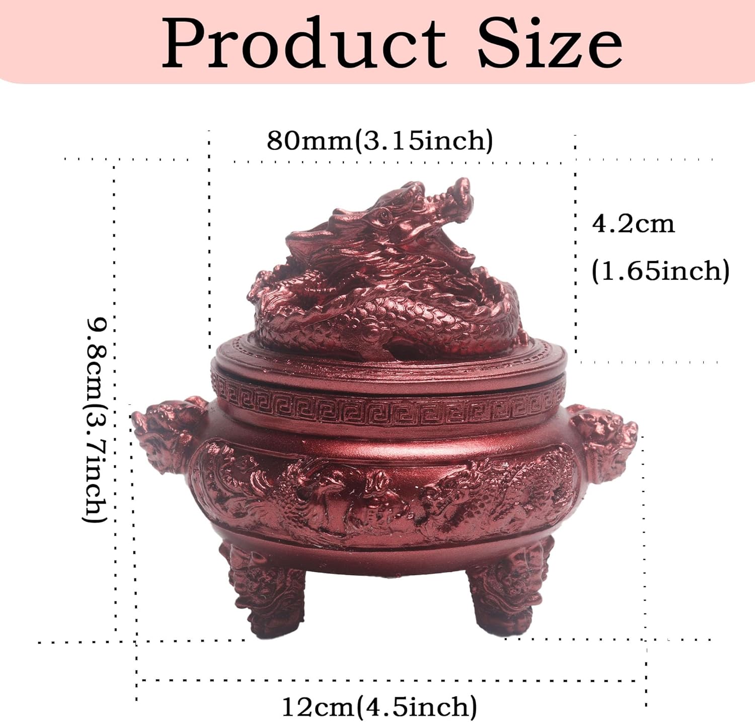 Feng Shui Dragon Incense Holder with Lid and Stand for Aromatherapy and Home Decoration