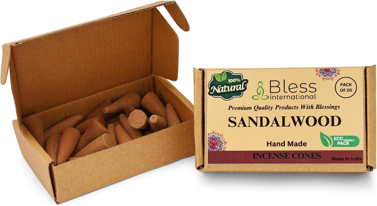 Bless International Sandalwood Natural Incense Cones 20 Count