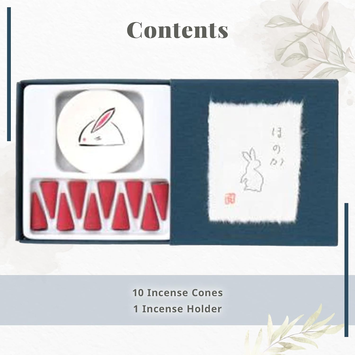 Hasegawa Rabbit Series Incense Cone Set 10 Cones with Holder