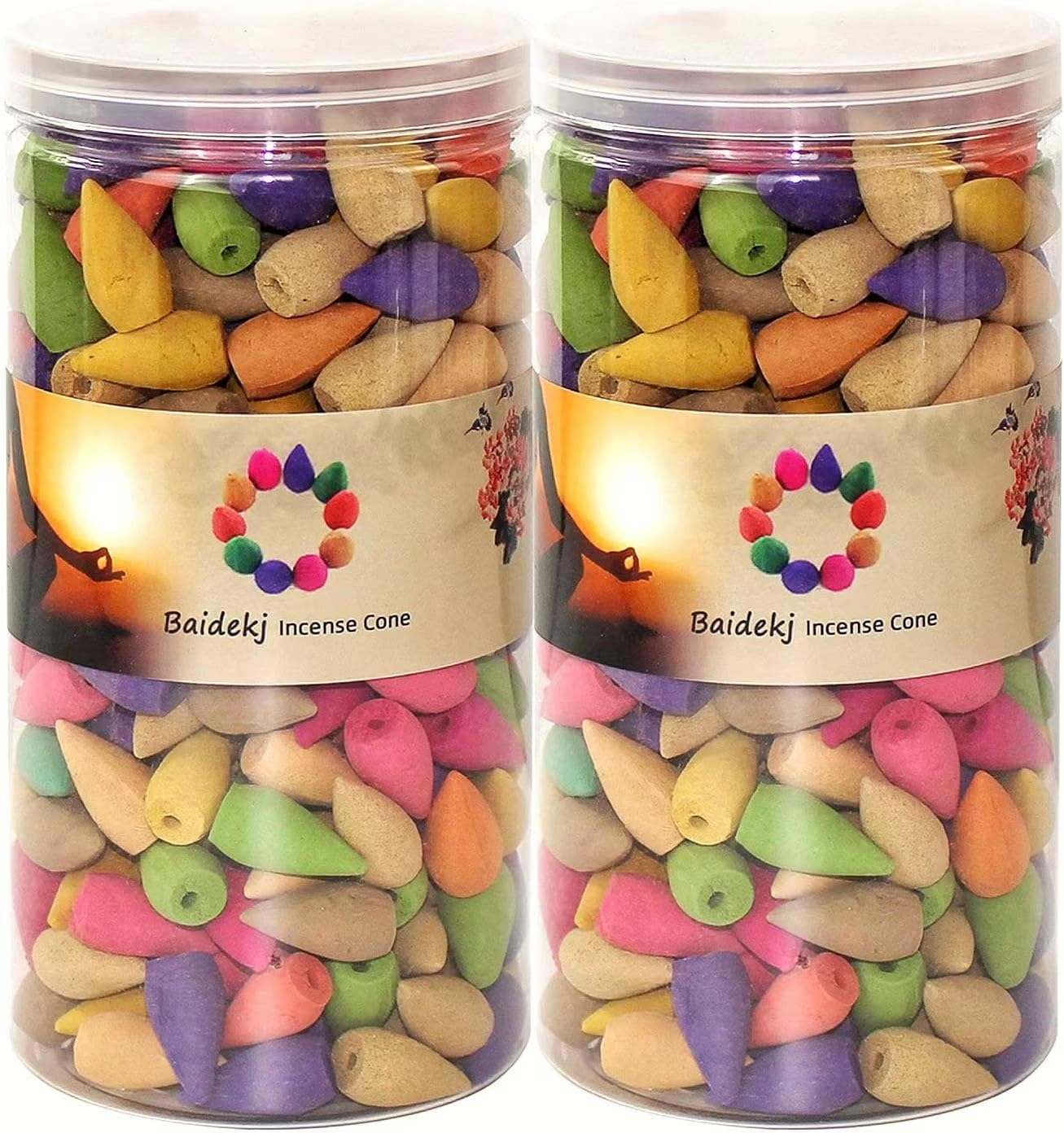 600 pcs Backflow Incense Cones for Waterfall Meditation Relaxation in 2 Bottles