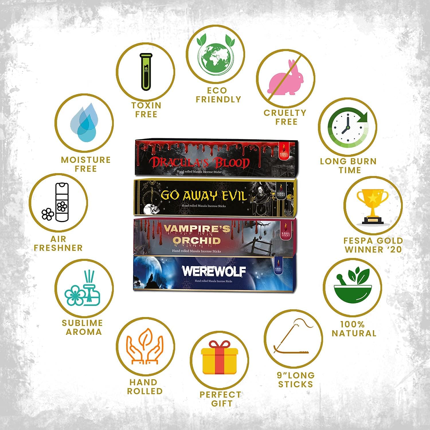 Soul Sticks Variety 4 Pack Hand-Rolled Incense Sticks