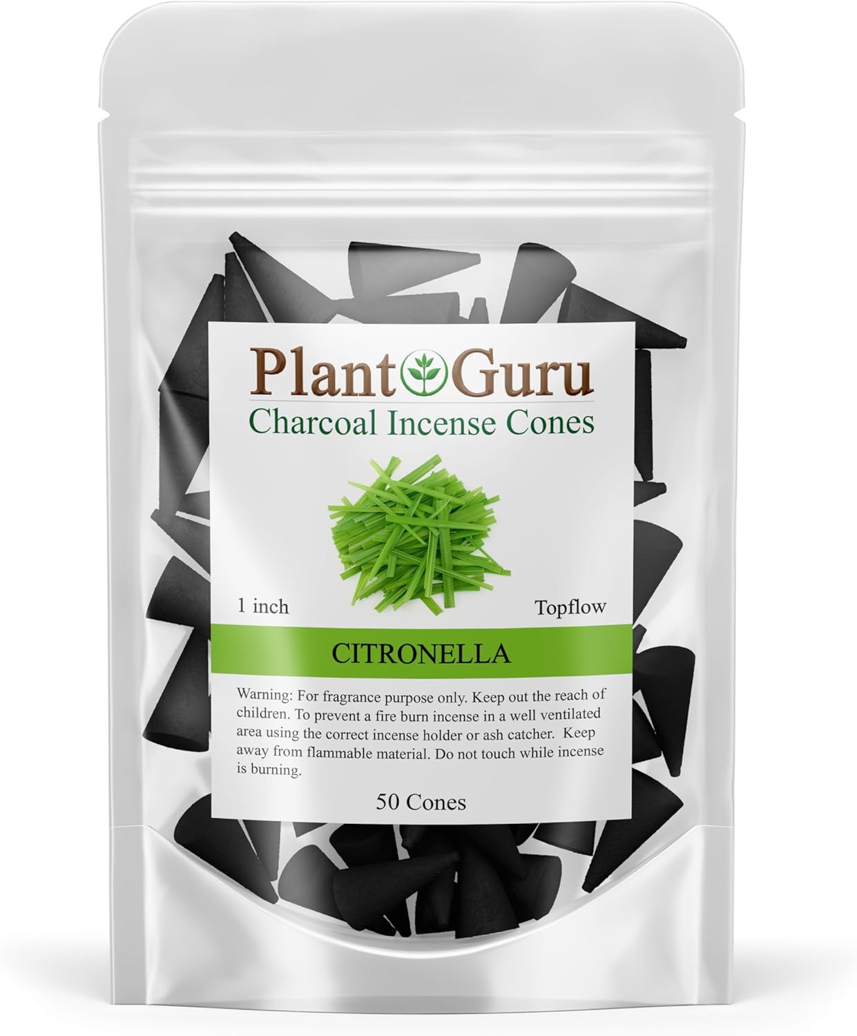 Citronella Charcoal Incense Cones 1 - 50 Pack - Natural
