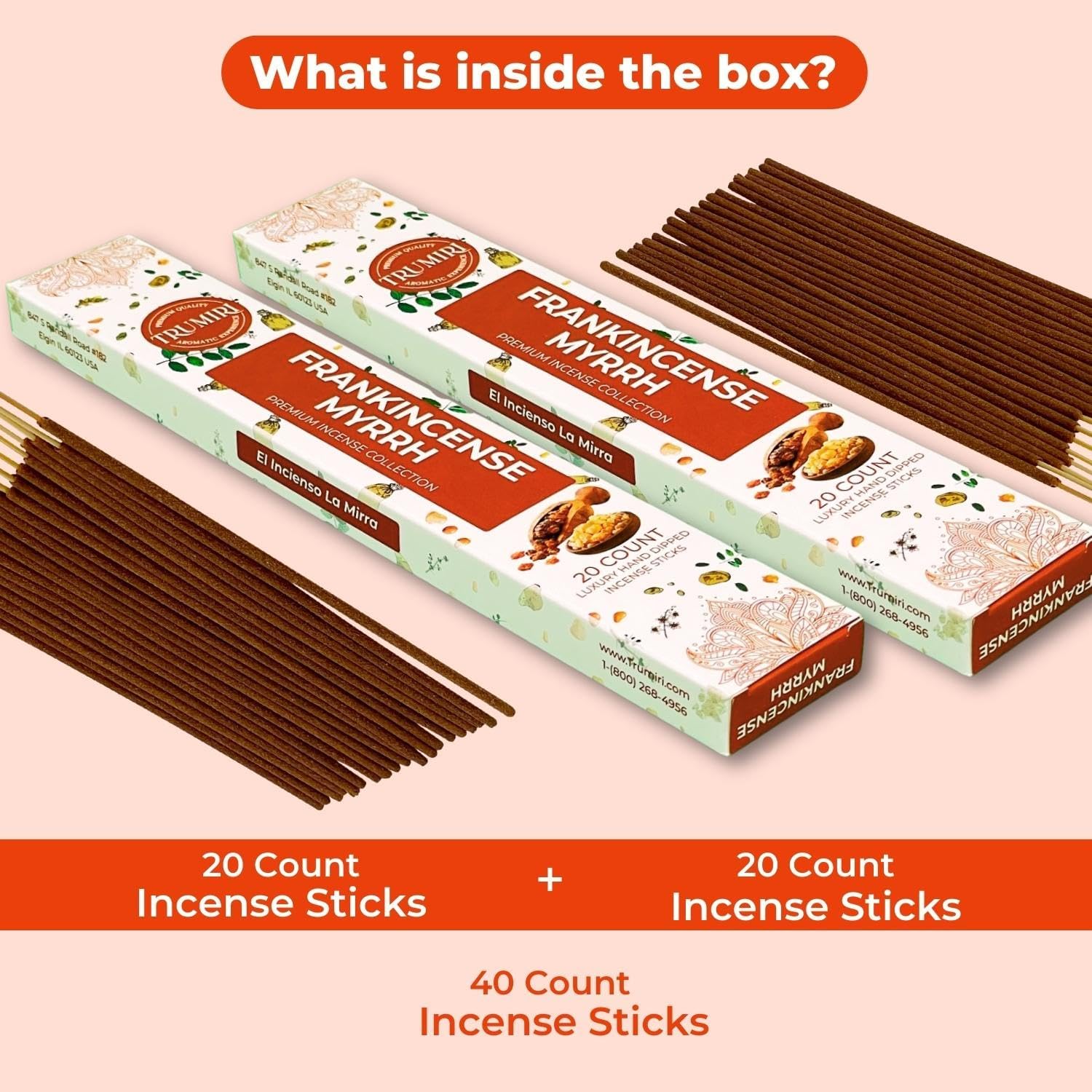 Frankincense and Myrrh Incense Sticks - 40 Sticks in Dual Pack