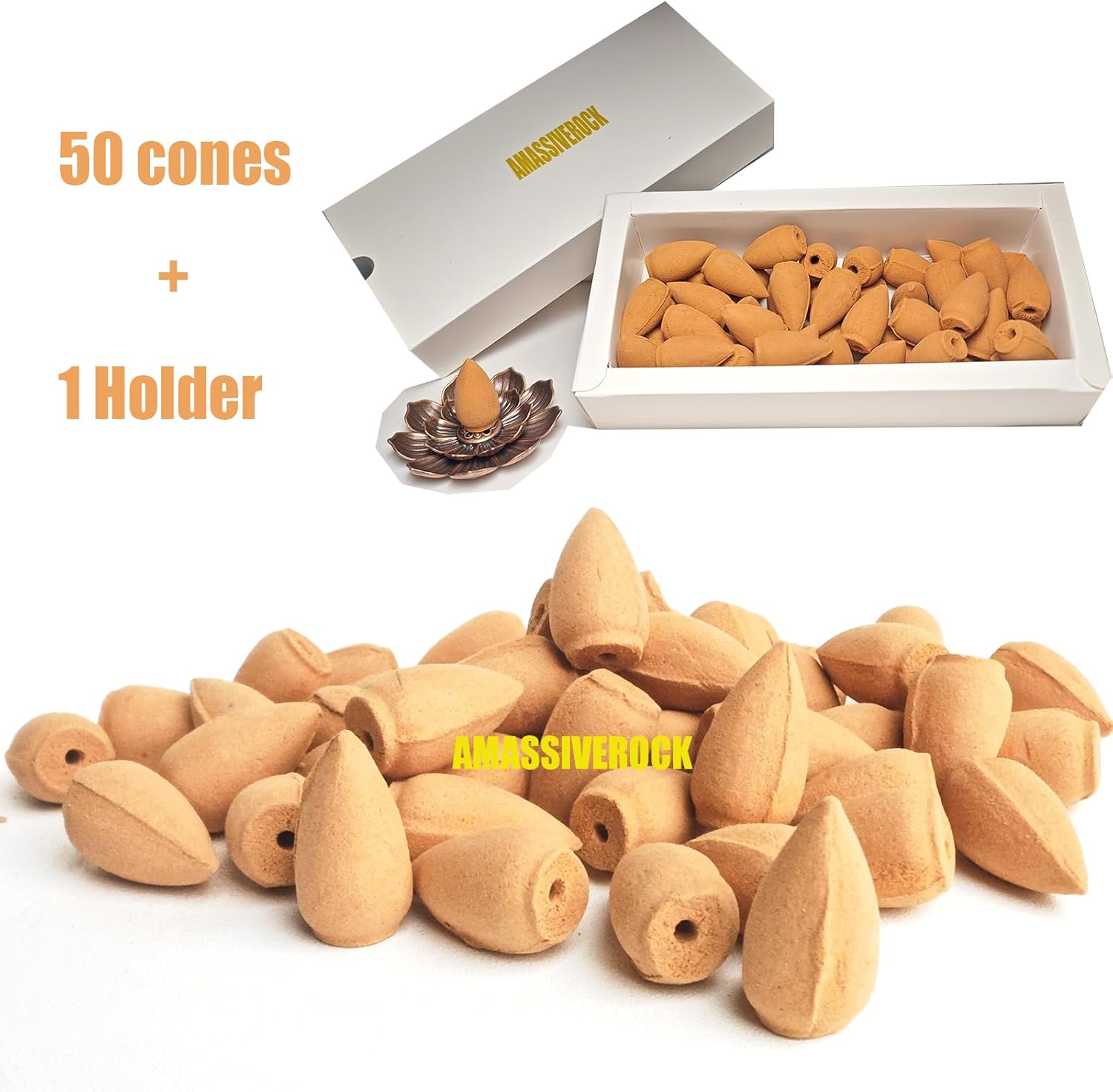 Citronella Incense Cones 50 Pack With Backflow Holder