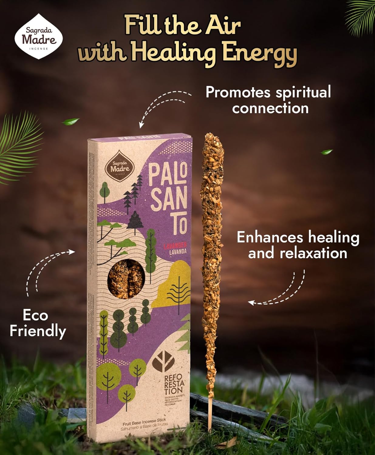 4pcs Wildly Harvested Palo Santo Lavender Incense Sticks