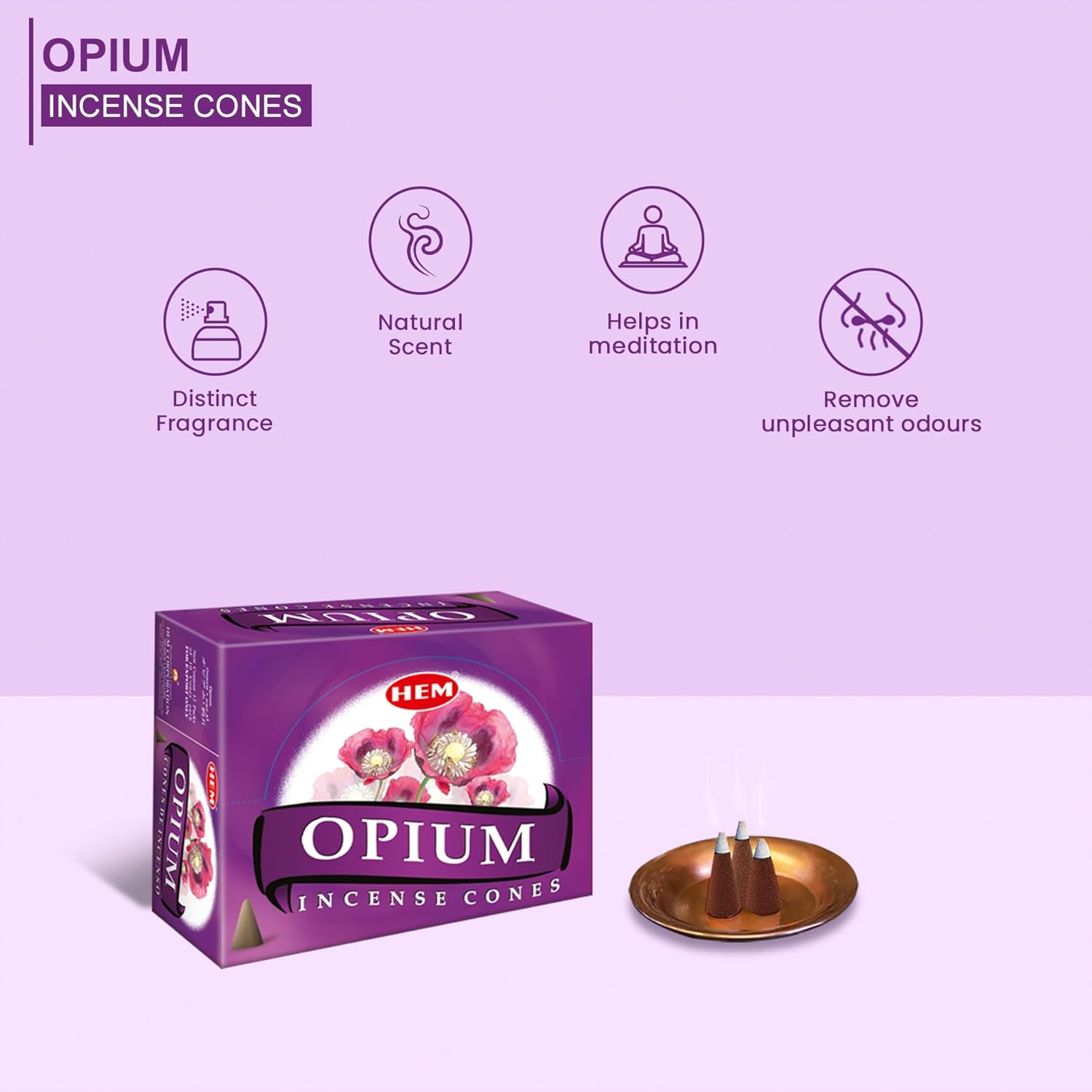 HEM Opium Incense Cones 120 Cones in 12 Boxes