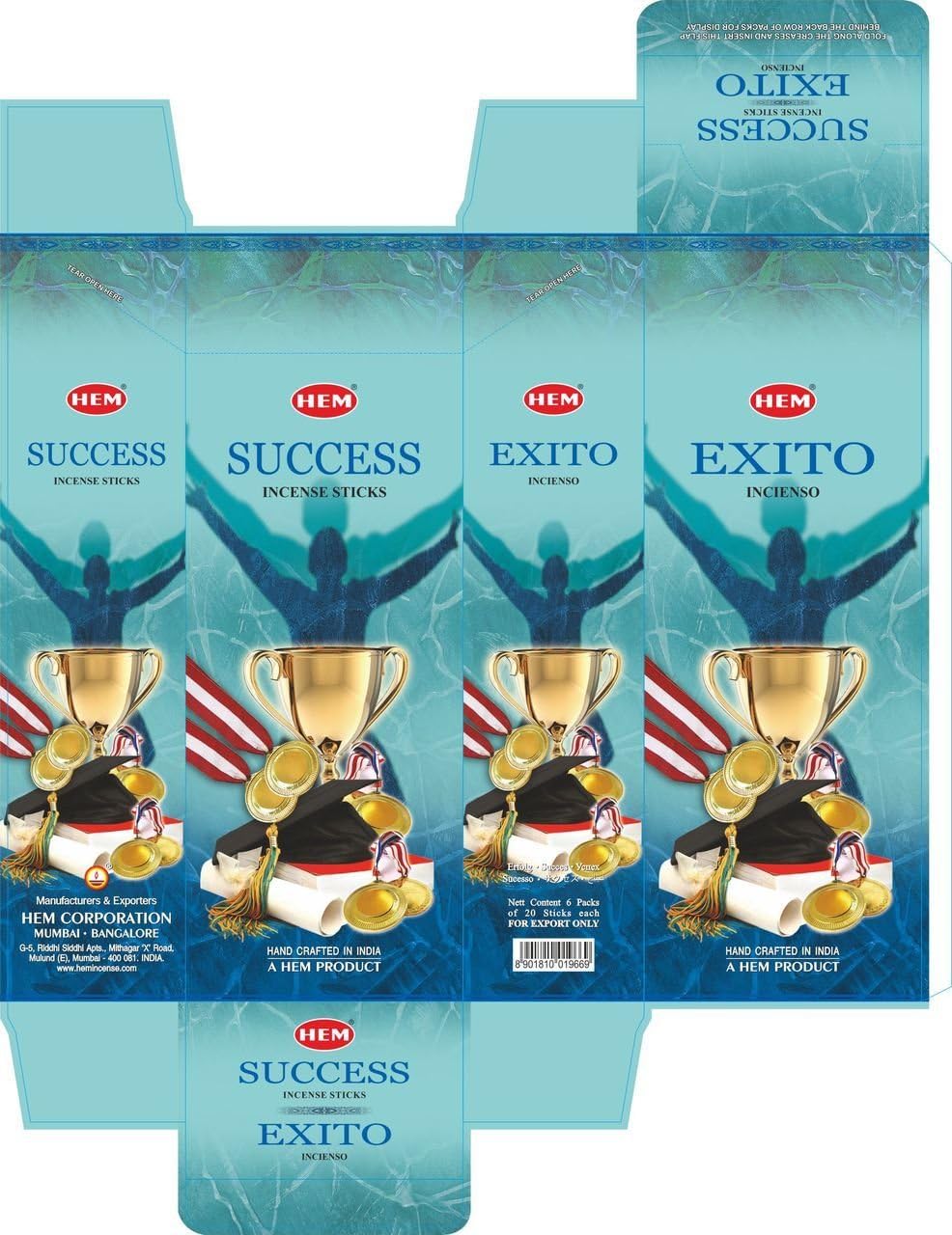HEM Success Incense Sticks 120 Sticks 6 Boxes 9 Inches Long 20g Per Box