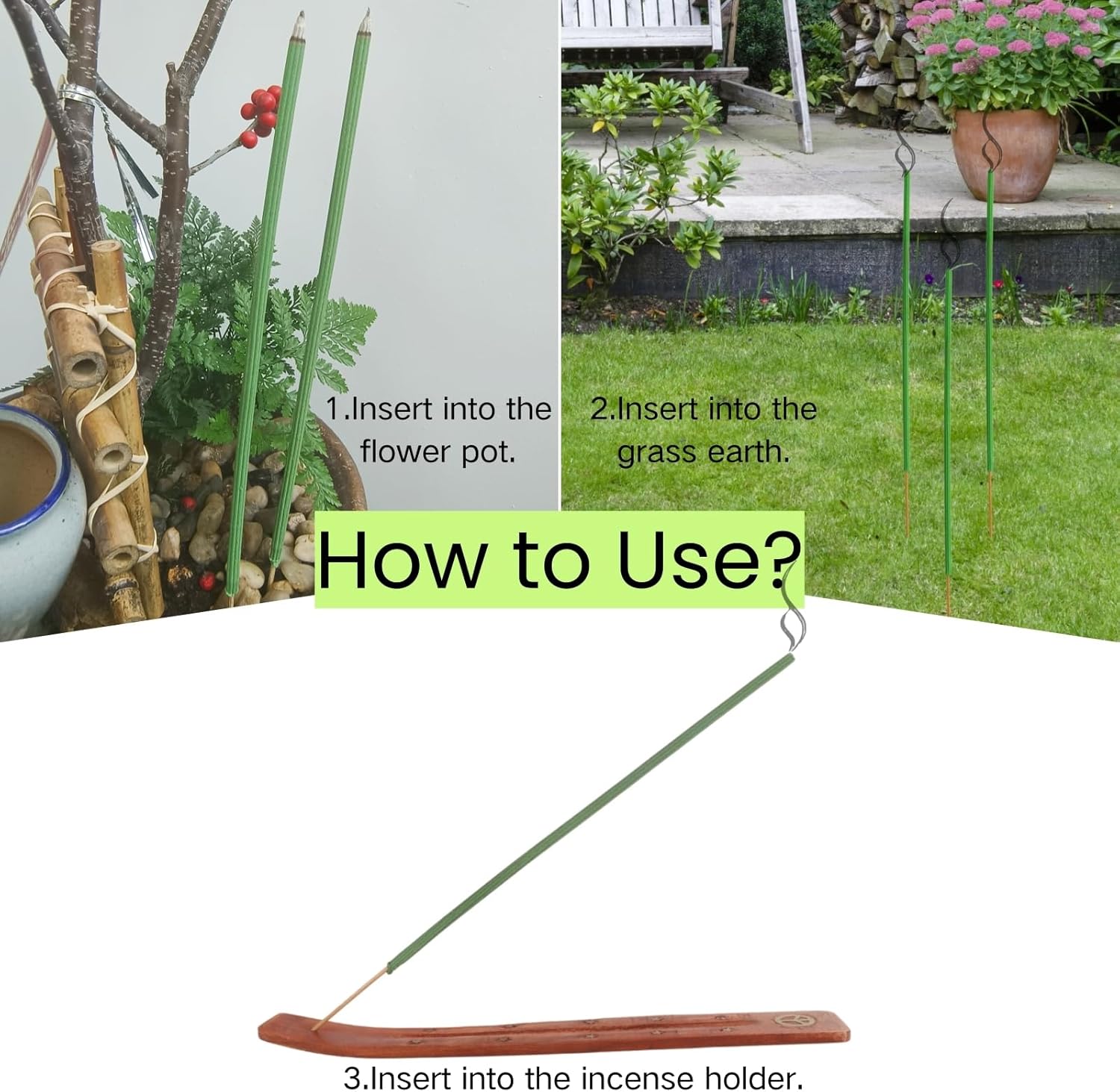 Genzers Outdoor Citronella Incense Sticks with Holder 60 Pcs