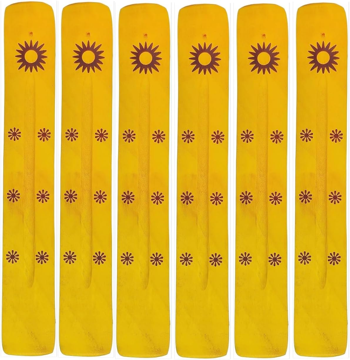 Hosley Set of 6 Yellow Wooden Incense Burners