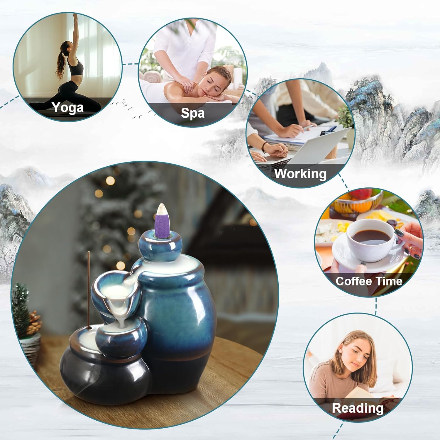 Mofunci Incense Cone Holder Waterfall