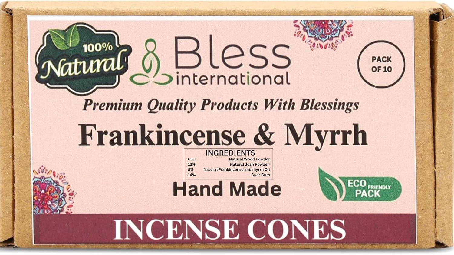 Bless International Frankincense and Myrrh Natural Incense Cones for Purification and Relaxation