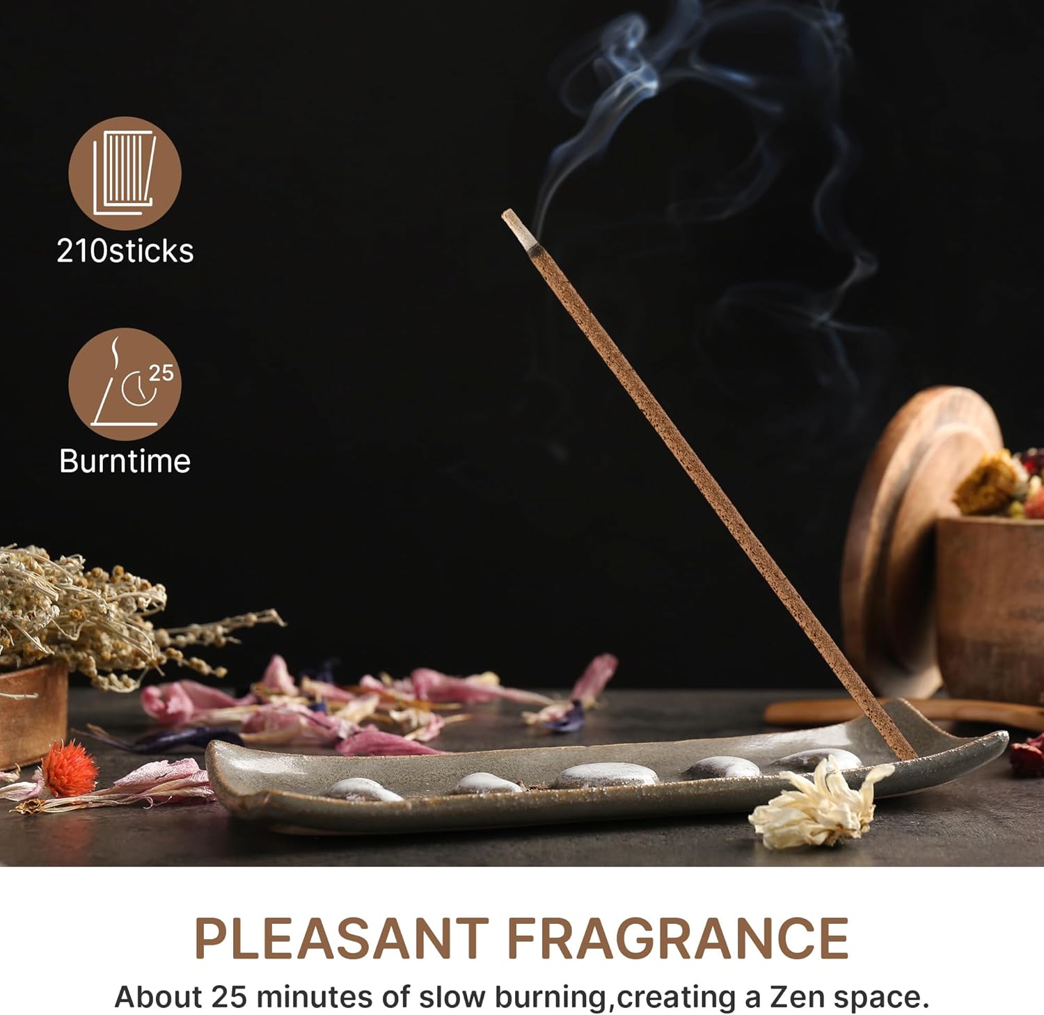 Ceoighe 210 Sticks Sandalwood Incense 6 Inch Pure Natural for Meditation and Relaxation