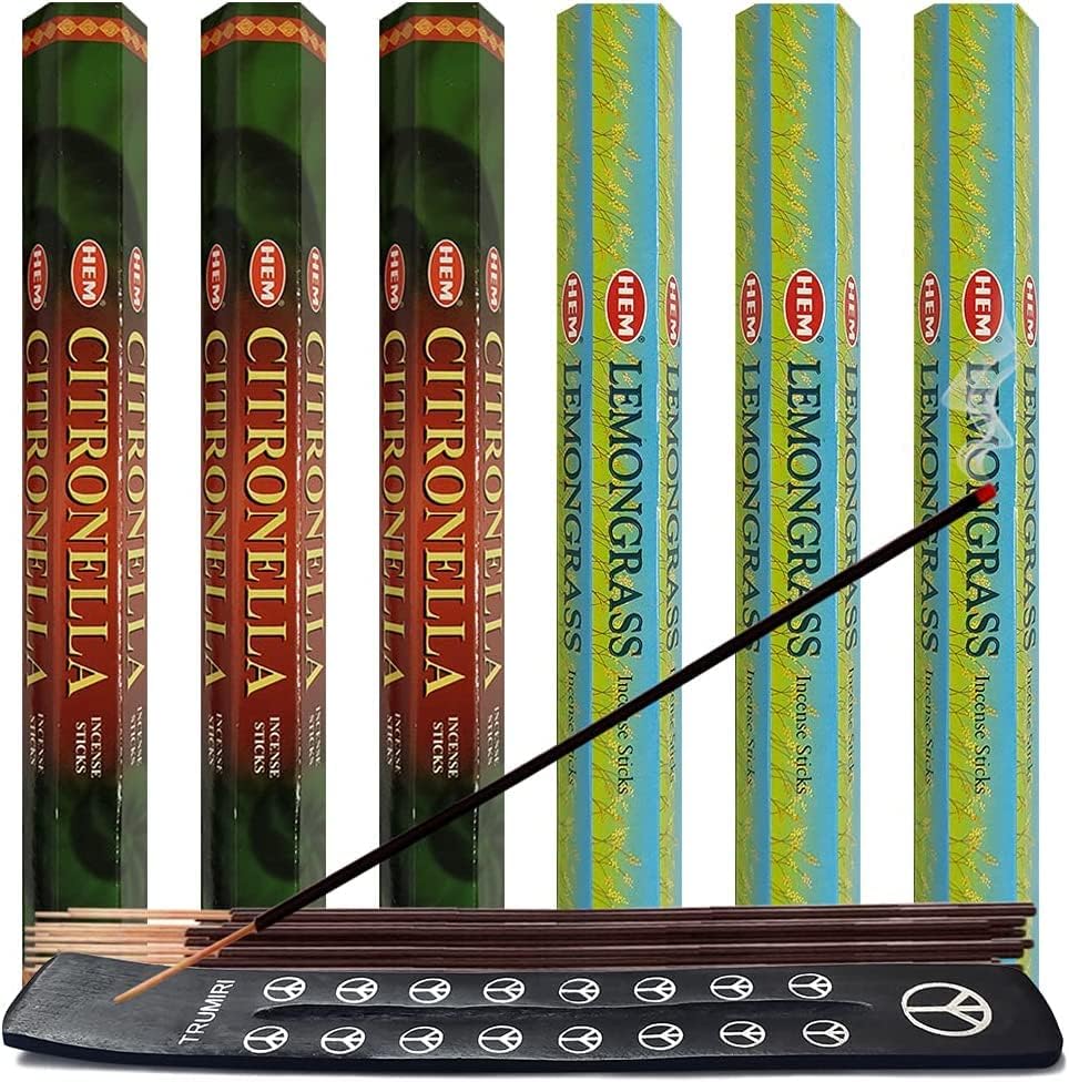 Citronella Lemongrass Incense Sticks and Holder Bundle