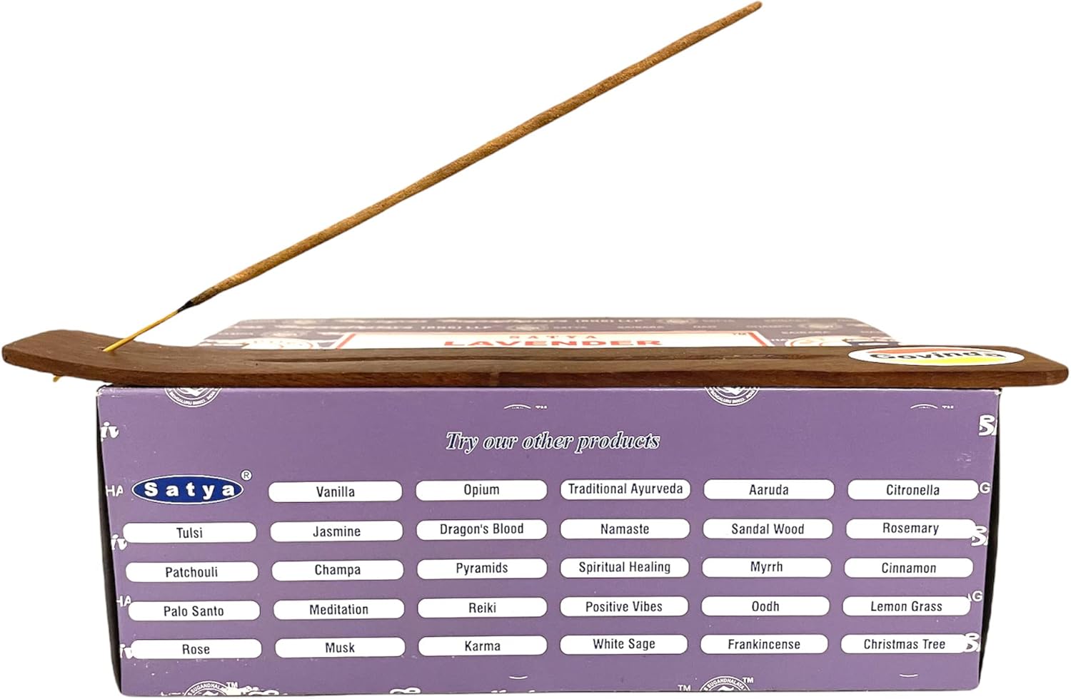 Govinda Incense Stick Holder Bundle with Satya Bangalore Lavender Incense Sticks - 12 Boxes