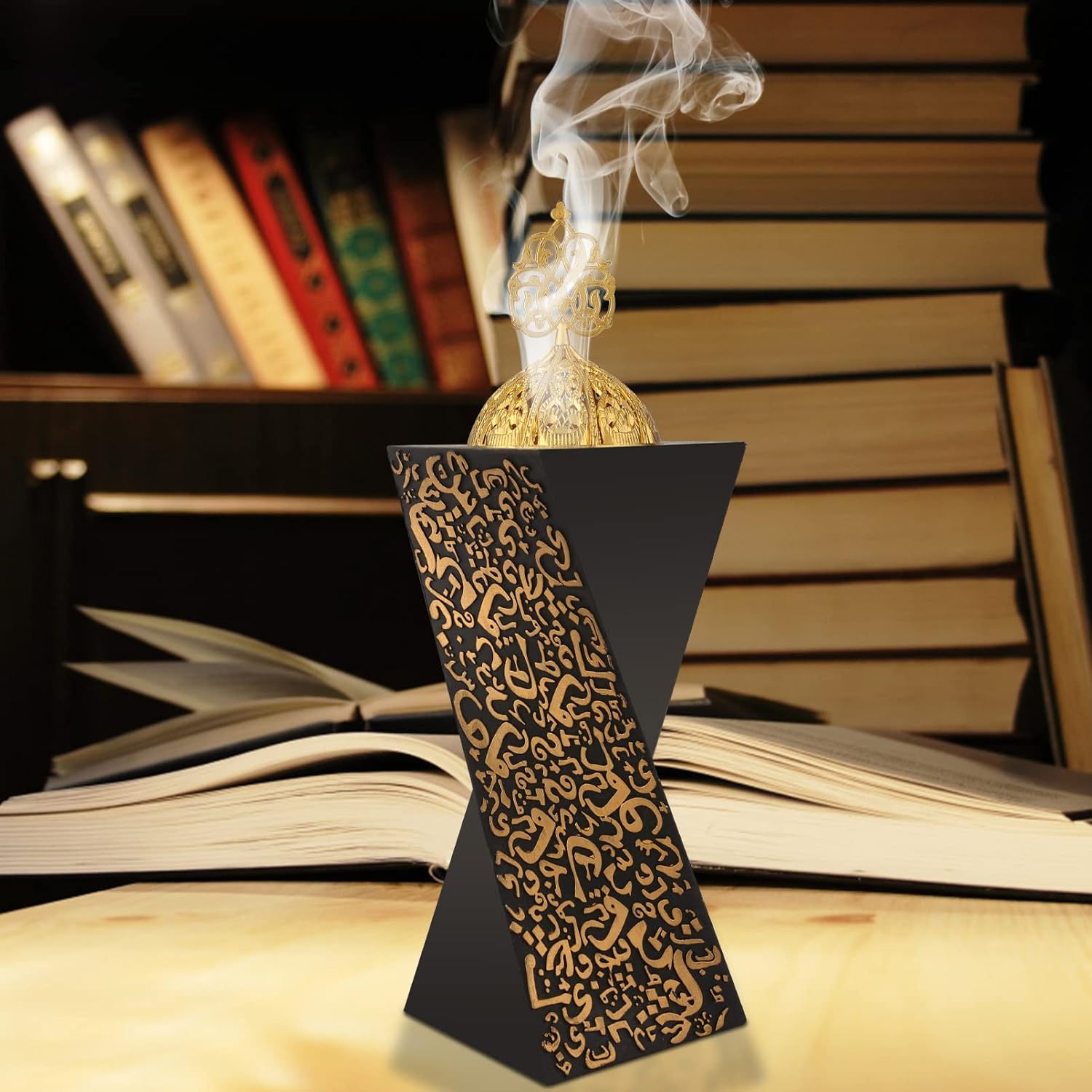 Elegant Black Resin Incense Burner for Yoga Spa Meditation