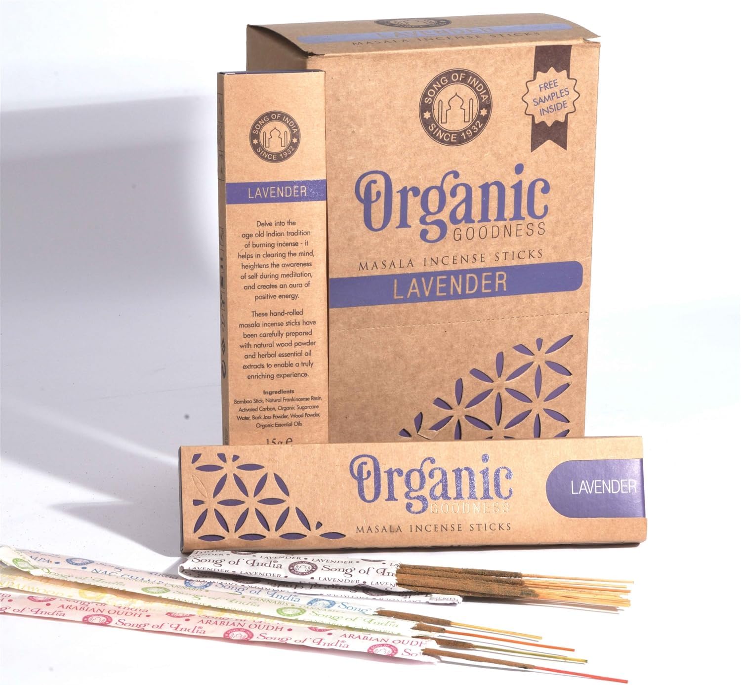 Organic Lavender Masala Incense 15g Box of 12