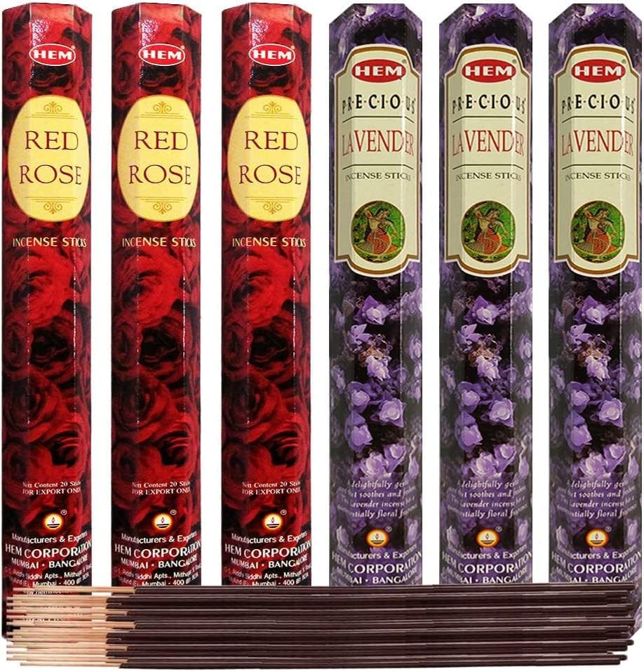 Precious Lavender Red Rose Incense Bundle With Holder
